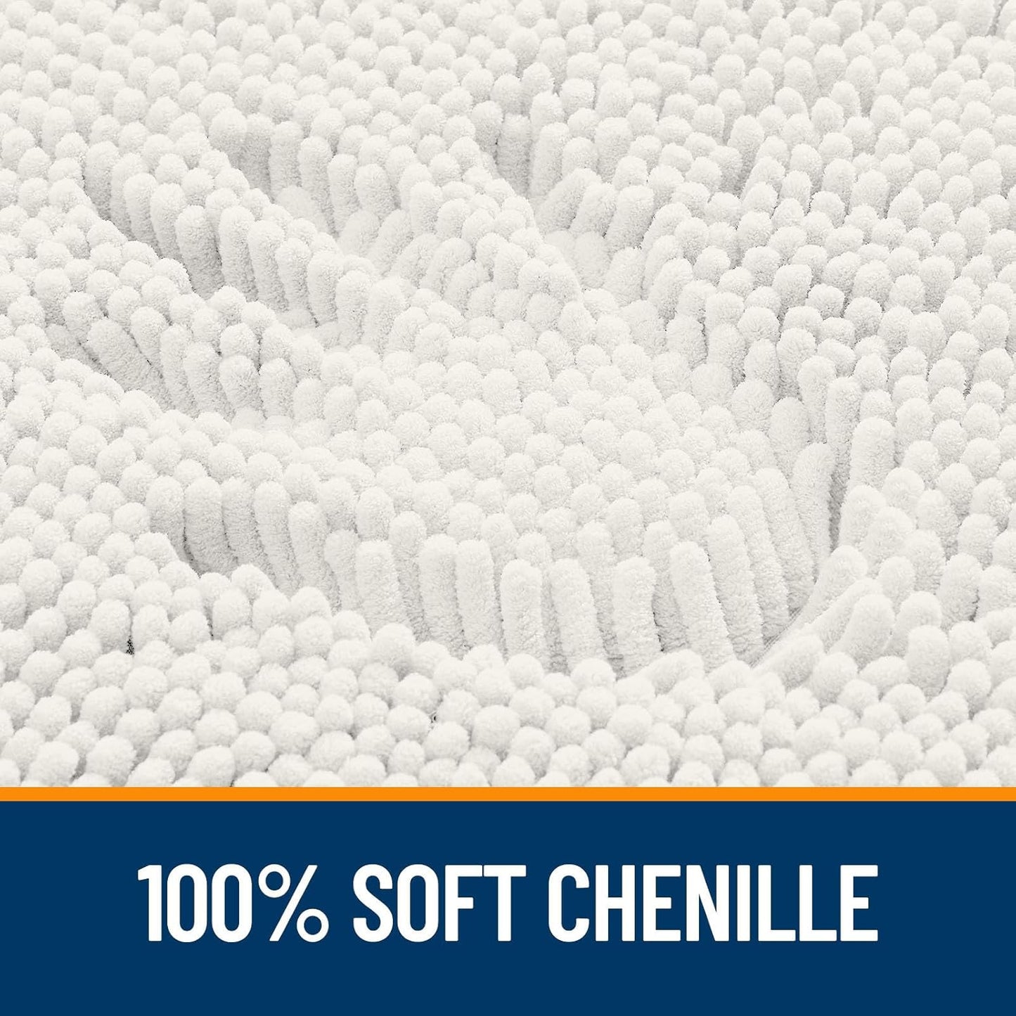 OLANLY Bathroom Rugs 24x16, Extra Soft Absorbent Chenille Bath Rugs, Rubber Backing Quick Dry, Machine Washable Bath Mats for Bathroom Floor, Tub and Shower, Home Decor Accessories, Ivory