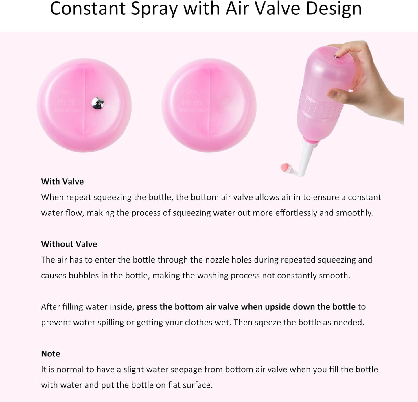 2 Pack Peri Bottle for Postpartum Care, Portable Travel Bidet for Women, 17oz Large Capacity Perineal Bottle for Feminine Hygiene with Travel Bag, Angled Nozzle & Straight Nozzle (Pink + White)