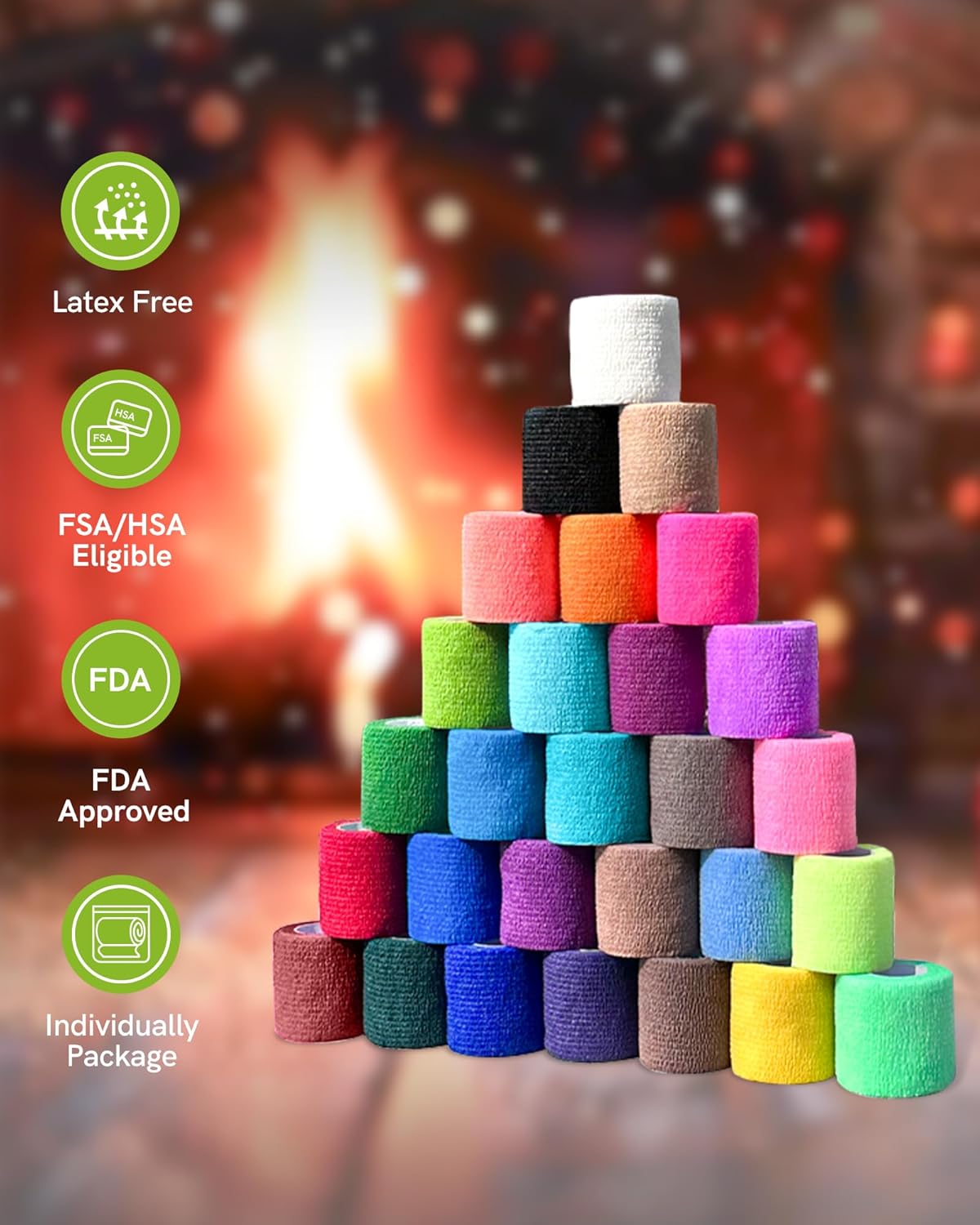 FriCARE Self Adhesive Bandage Wrap, Medical Tape in First Aid Kit, Cohesive Bandages for Wounds Sport Vet, 2 Inches X 5 Yards 6 Rolls, Blue