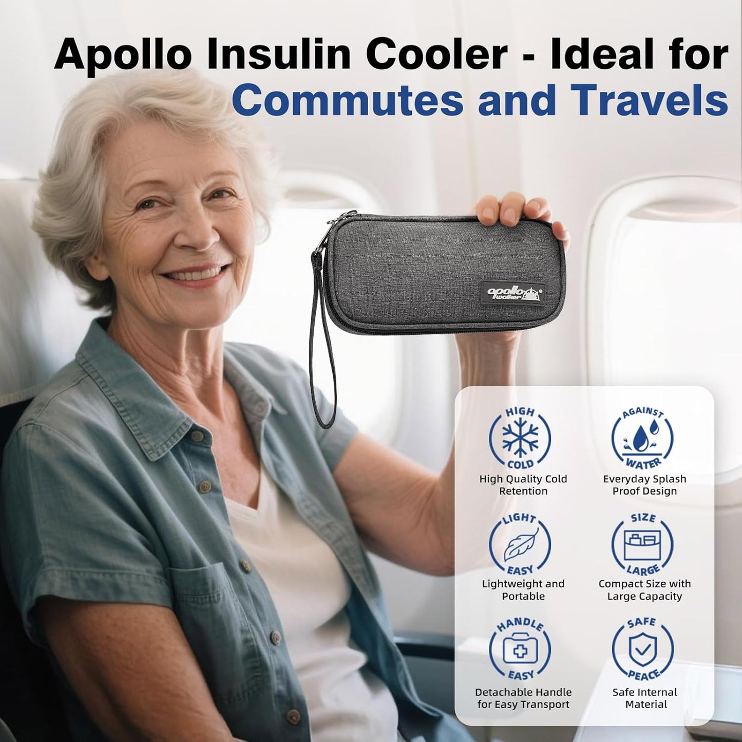 apollo walker Insulin Cooler Travel Case Diabetic Medication Cooler with Ice Packs and Insulation Liner insulin cooler travel case tsa approved