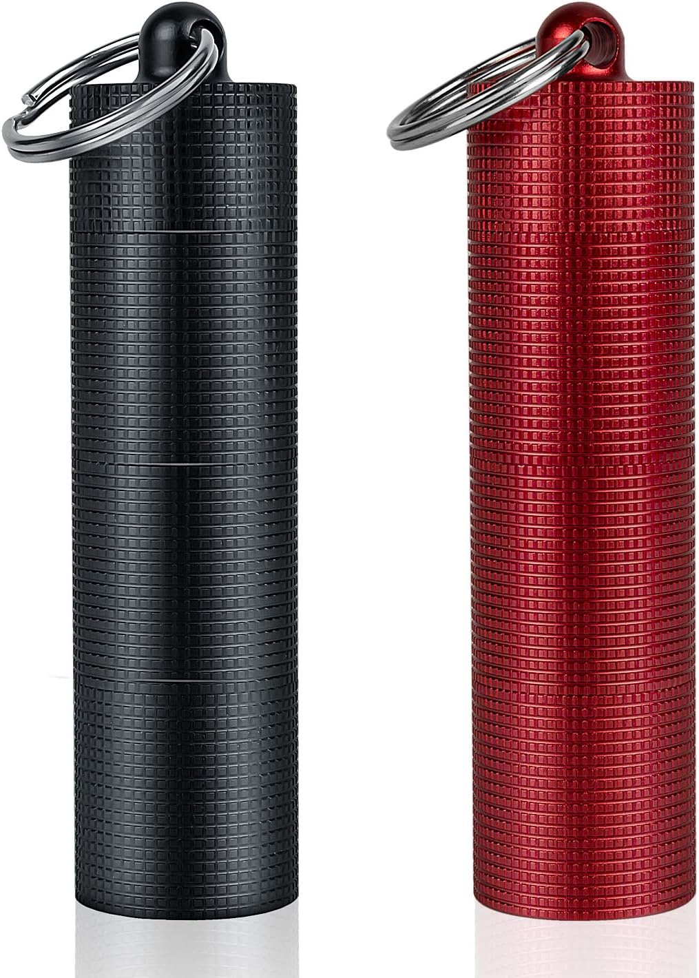 PPFISH 2 PCS Portable Daily Pill Case, 3 Compartments Aluminum Alloy Waterproof Pill Box Dispenser, Small Pocket Pill Container, Keychain Pill Fob, Travel Pill Holder for Men Women