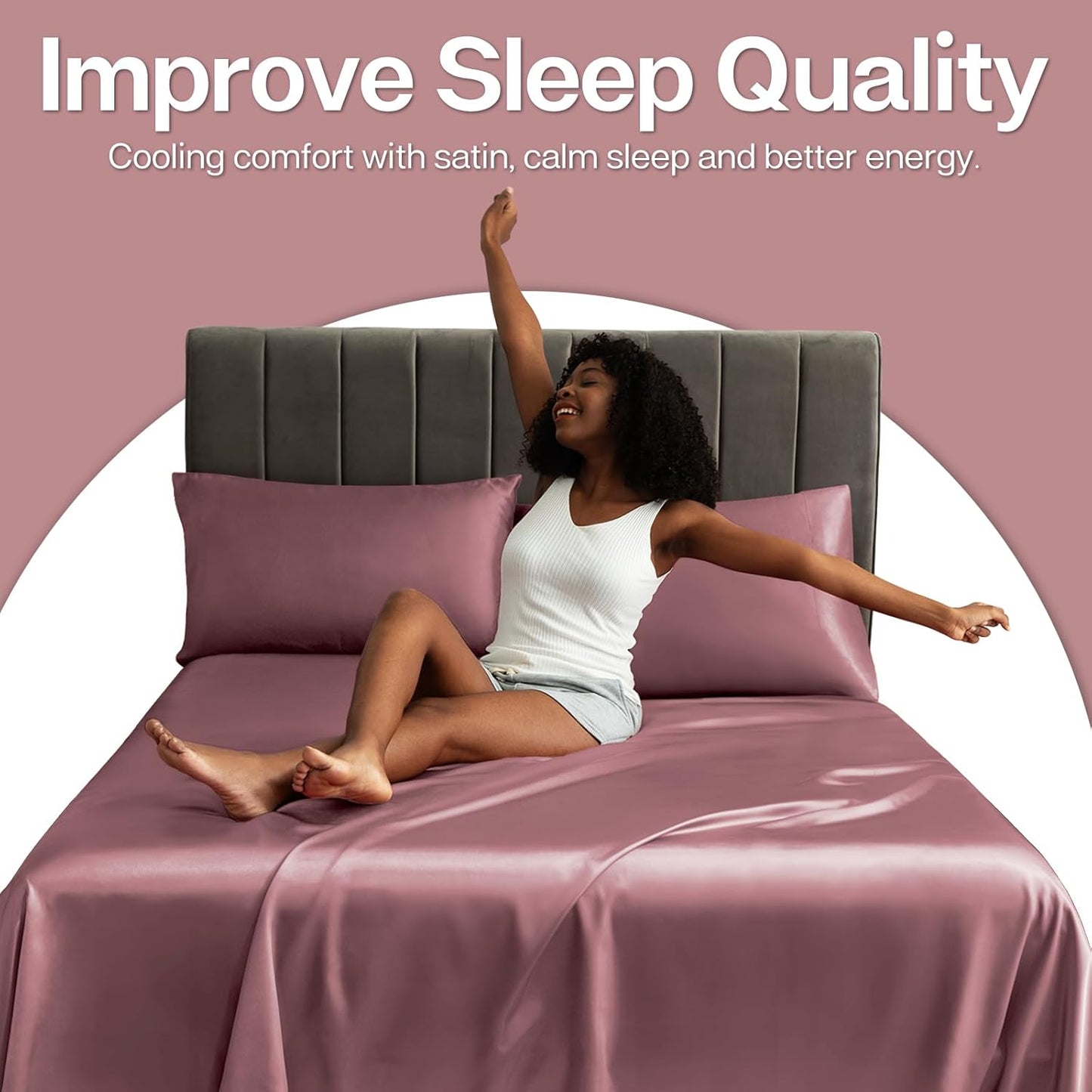 MR&HM Satin Pillowcase for Hair and Skin, Silk Satin Pillowcase 2 Pack, Queen Size Pillow Cases Set of 2, Silky Pillow Cover with Envelope Closure (20x30, Rose Taupe)