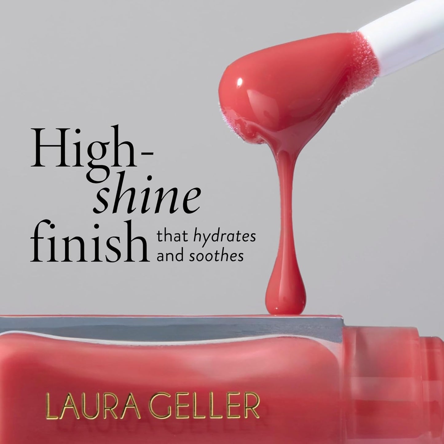 LAURA GELLER NEW YORK Fine Shine Glossy Lip Oil, Glass Half Full - Hydrating Squalane - Clear Lip Gloss