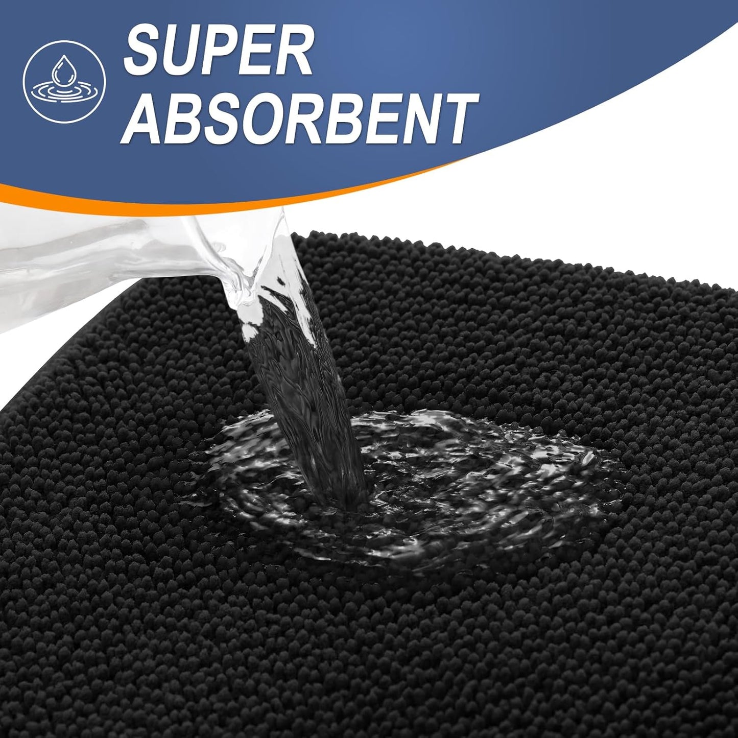 OLANLY Thick Memory Foam Bath Mat Rug 34x21, Extra Soft Absorbent Bathroom Rug, Quick Dry Bath Mats, Non-Slip, Machine Washable Carpet for Bathroom, Tub and Shower, Home Decor Accessories, Black