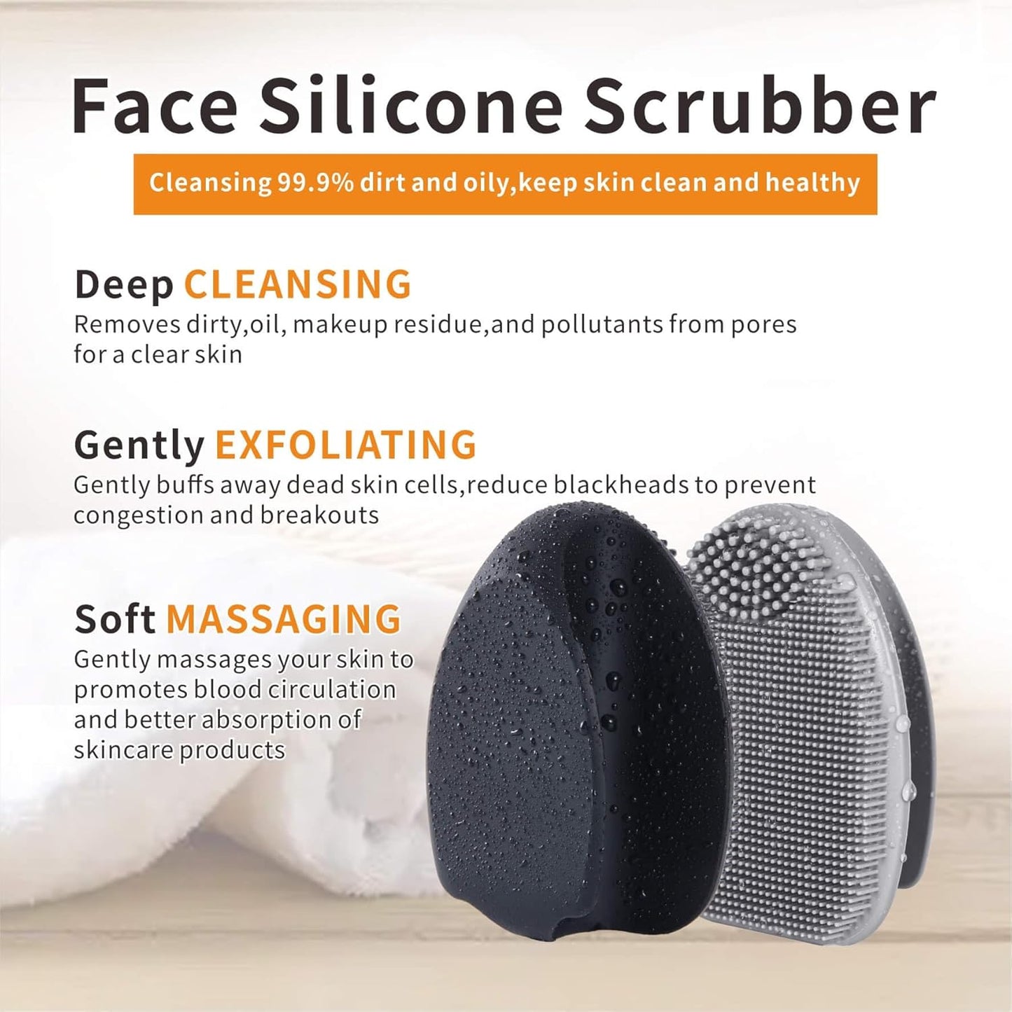Soft Silicone Face Scrubber,Facial Cleansing Brush,Facial Exfoliation Scrub for Massage Pore Cleansing Nose Blackhead Remover Deep Scrubbing for All Kinds of Skins Men and Women