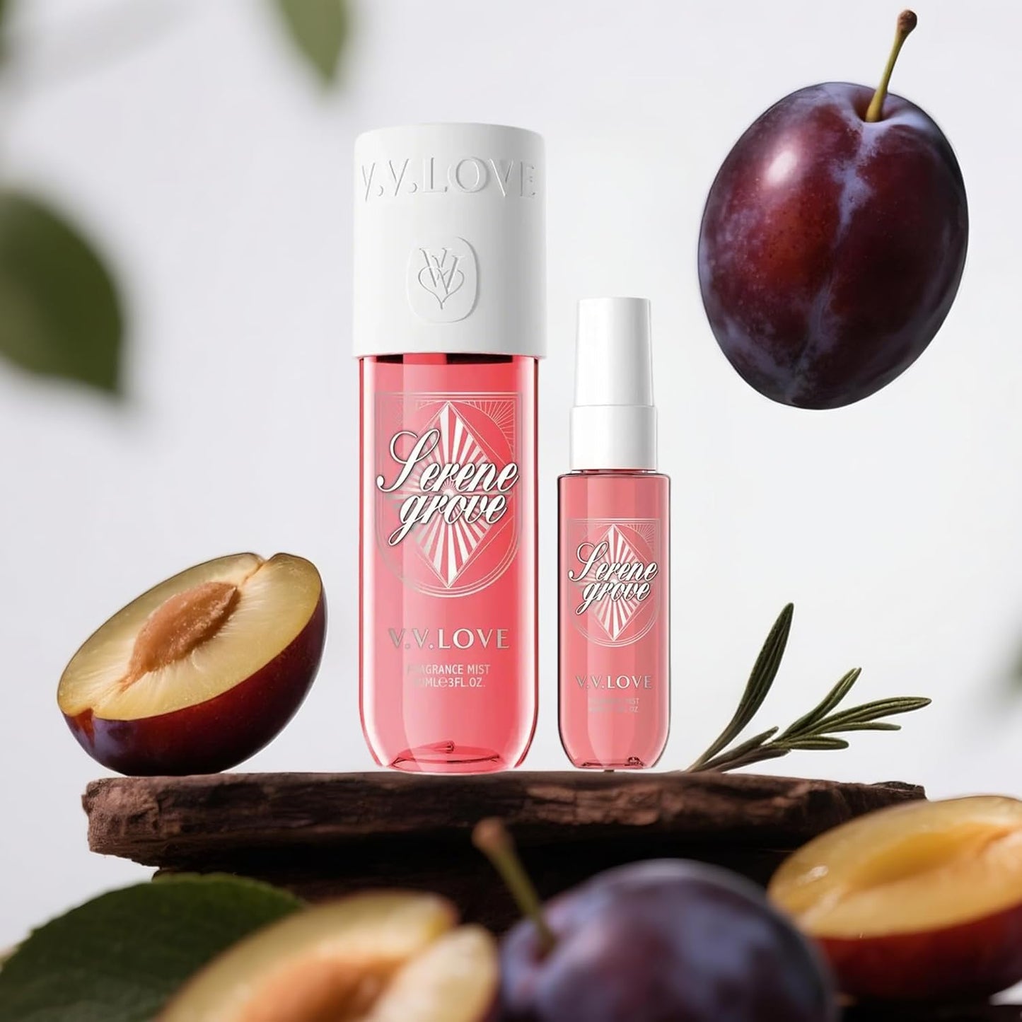 Hongsheng 2 PCS Women's Body Mist and Hair Fragrance Travel Set, 3 Fl Oz + 1.3 Fl Oz Spray, Sweet Scented Perfume Gift Set for Women (Plums)