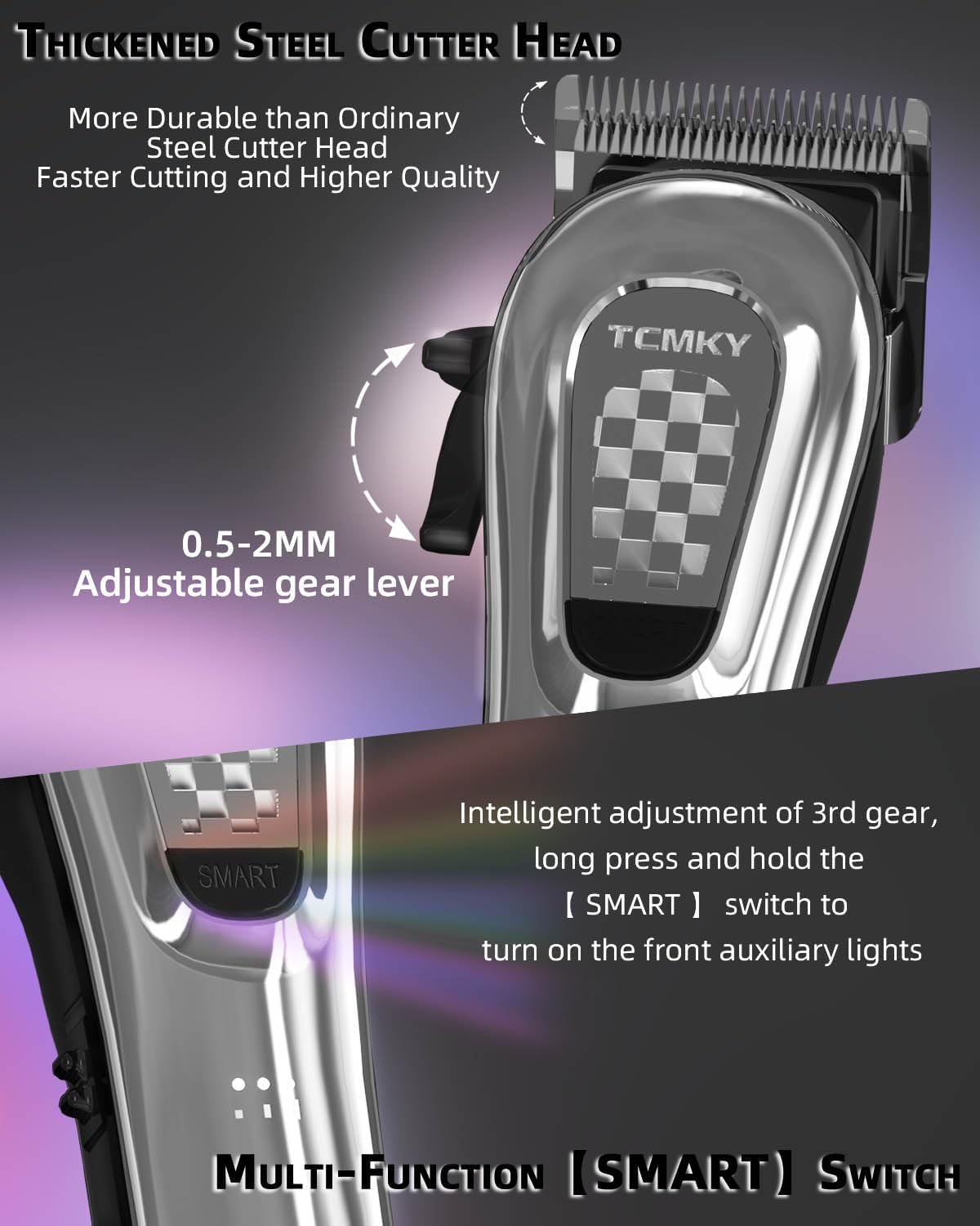 Hair Clippers for Men Cordless&Corded Barber Clippers for Hair Cutting & Grooming Professional Hair Trimmer for Men Rechargeable Hair Trimmer Kit for Household (Silvery)