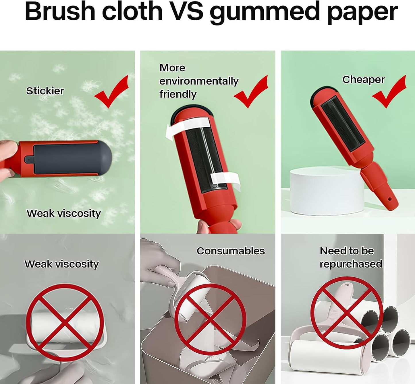 PAKEWAY 2 Pack Pet Hair Removal Tool, Reusable Dog & Cat Fur Remover with Comfy Non-Slip Handle, Portable Lint Roller with Self-Cleaning Base for Couch, Car Seat, Carpet, Bedding