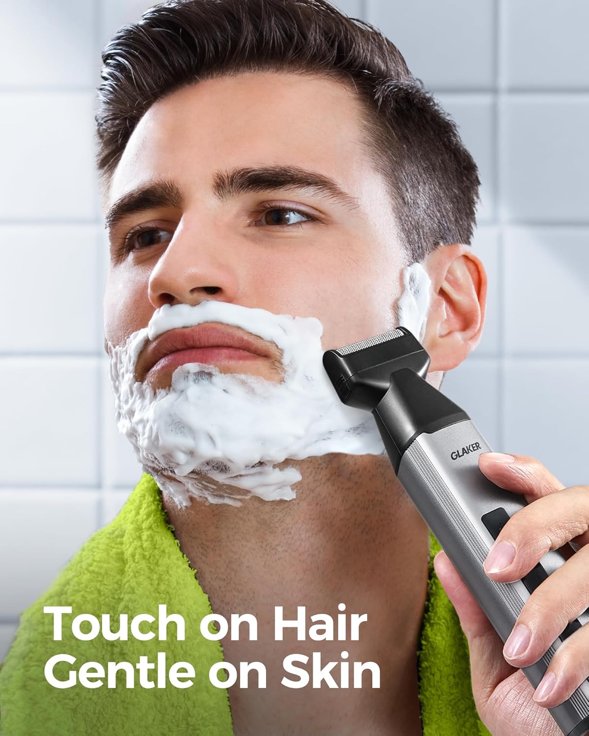 GLAKER Beard Grooming Kit - All in One Hair Cutting Kits, Electronic Shaving Razor, Professional Barber Kit, Mens Body Hair Shaver, Cordless Nose Hair Trimmer, Rechargeable Hair Clippers for Men