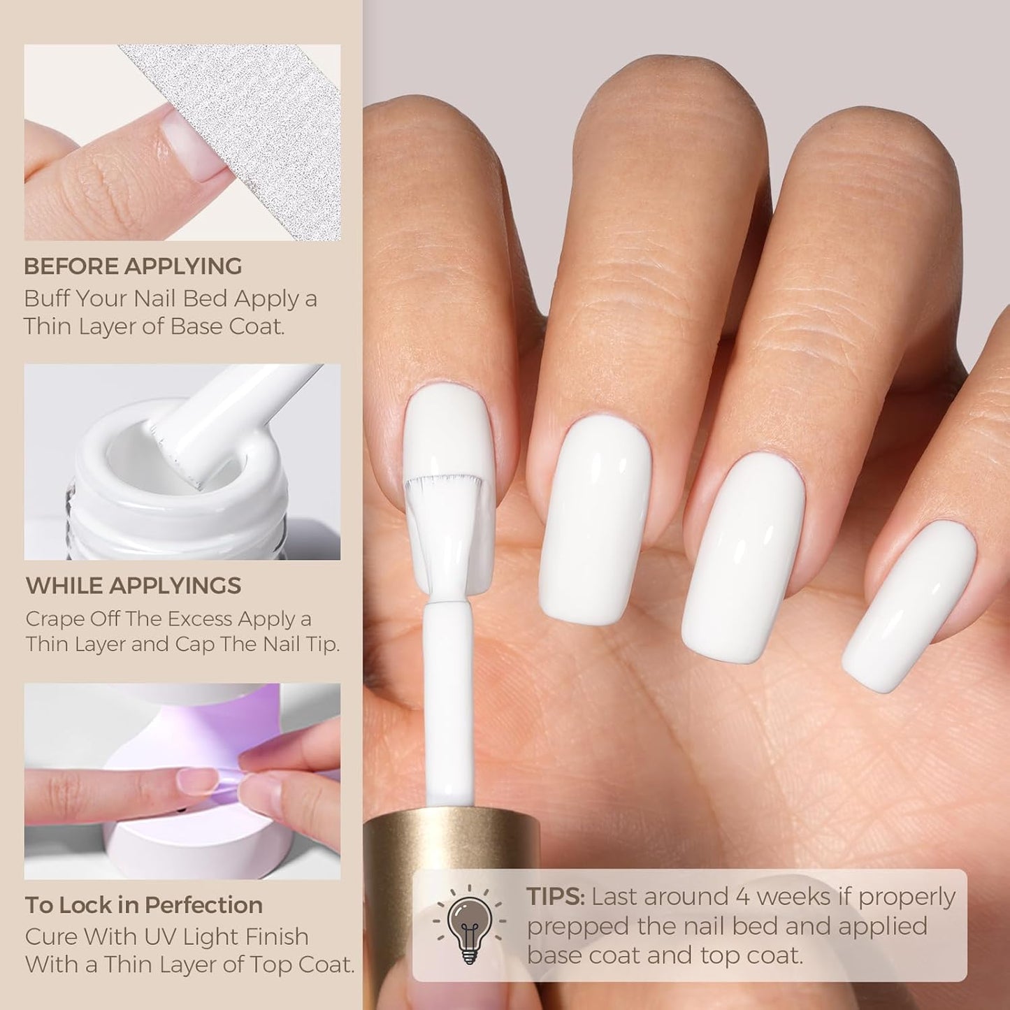 AILLSA White Gel Nail Polish French Nude Gel Polish Long Lasting Extre White Wedding Jelly Gel Polishs Soak Off U V Gel Polish Winter Nail Art at Home 0.51 Fl Oz