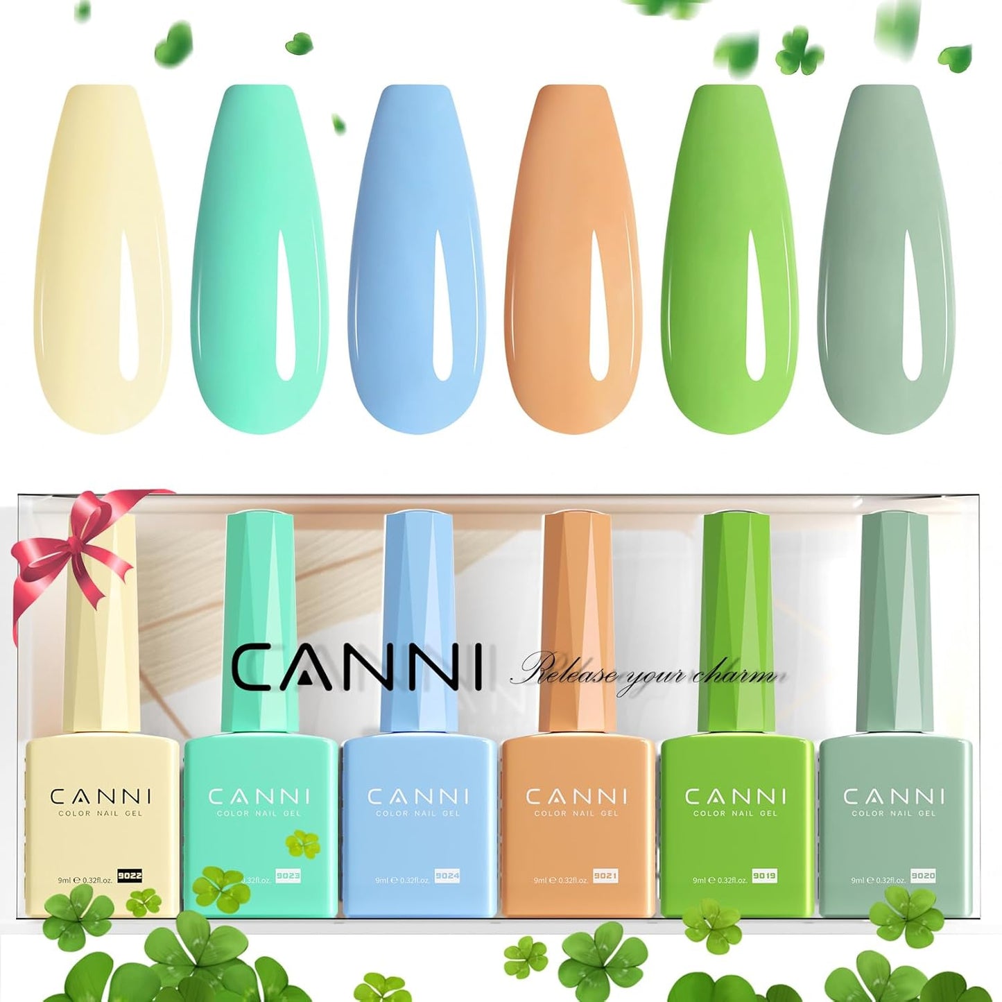 CANNI 6Pcs 9ml Pastel Gel Nail Polish Set- Yellow Green Blue Gel Polish Kit Candy Colors DIY at Home Salon Christmas New Year's Gifts for Girls