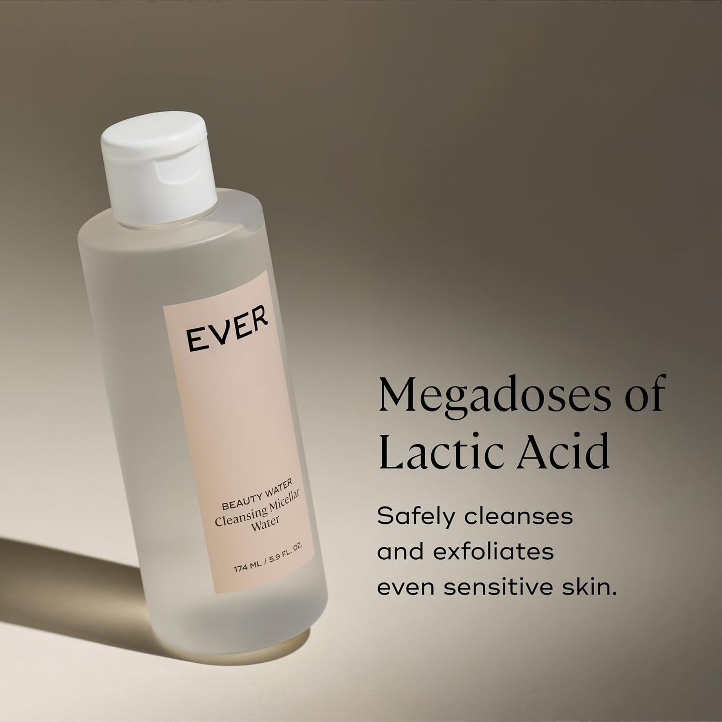 EVER Beauty Water Micellar Cleaning Water & Eye Makeup Remover – Rose Water, Lactic Acid & Pro/Prebiotics Cleanser for Sensitive Skin, Removes Waterproof Makeup, Tones & Hydrates - 5.9 fl oz