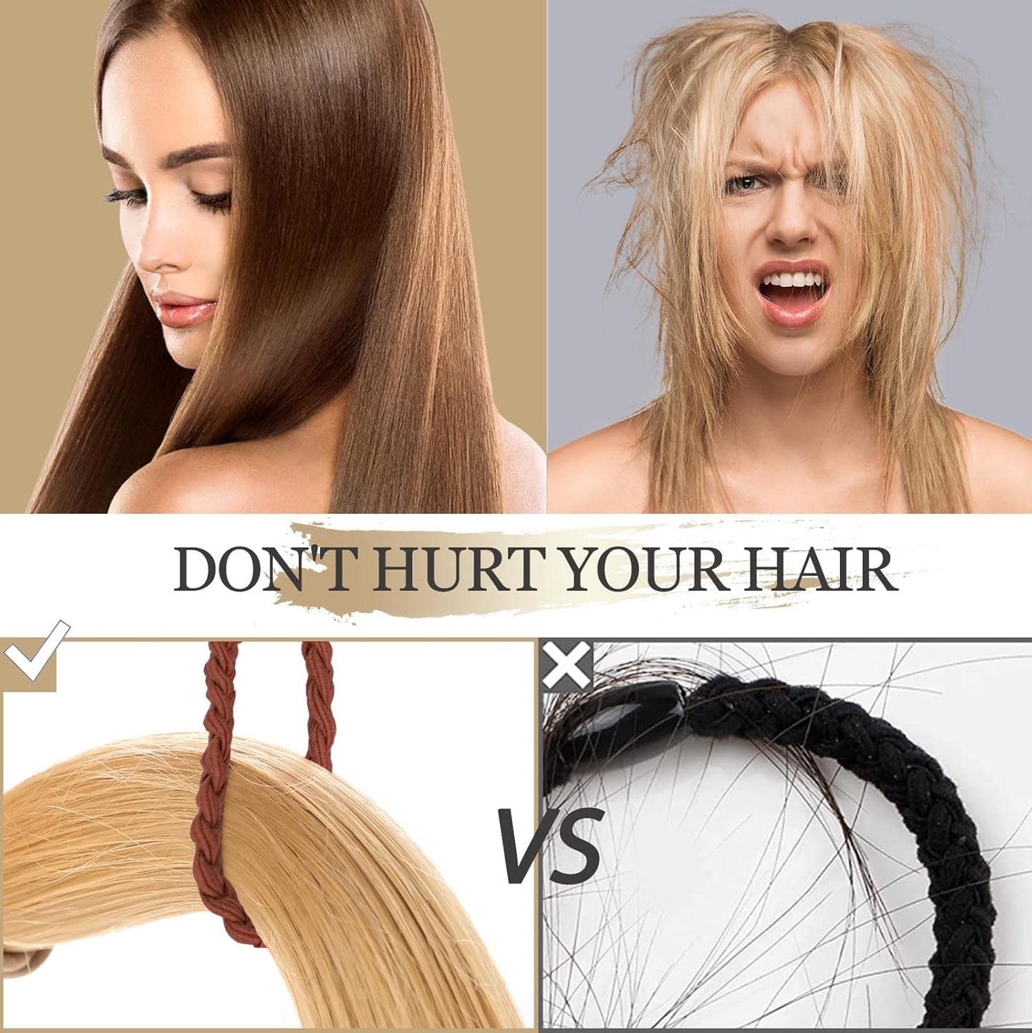 Hair Tie Bracelet, 10 Pcs Boho Hair Ties For Girls and Women, Elastic Hair Ties, Hair Bands For Ponytails, Ponytail Holder For Daily Life, Sport, Cooking, Working (Set 12)