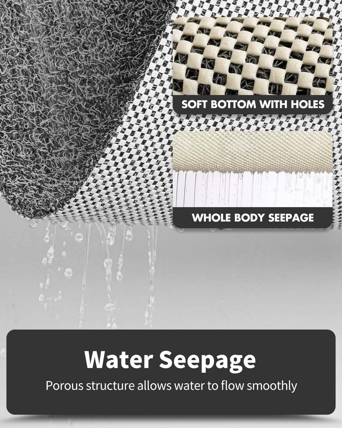 Non-Slip Bathtub Mat, 17x 30 Inch, Shower Mats for Bath Tub, PVC Loofah Bathroom Mats for Wet Areas, Quick Drying