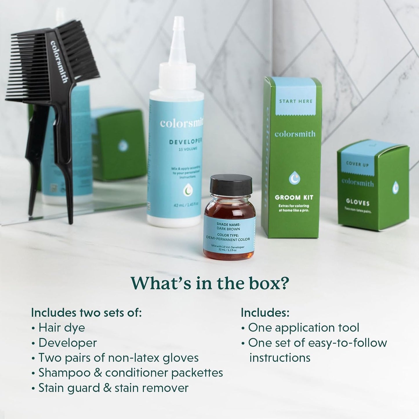 Hair & Beard Color for Blending Grays 2 pack - Light Ash Brown - Ammonia-Free Complete Men’s At-home Beard & Hair Dye Kit, Professional-grade Demi-Permanent Hair Color (6.1)