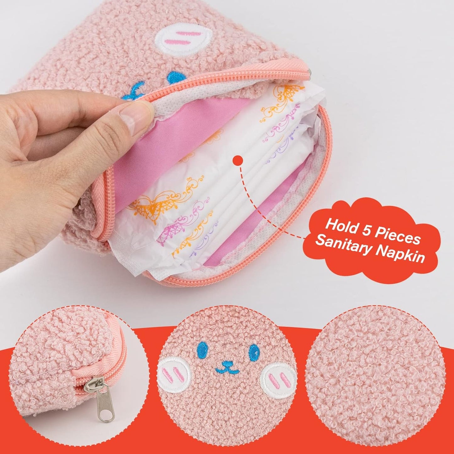 Sanitary Napkin Storage Bag 4PCS Menstrual Cup Pouch, Portable Period Bag for Women Girls Feminine Menstruation First Period Bag Padded Zipper Pouch Mini Cosmetic Bag for Purse