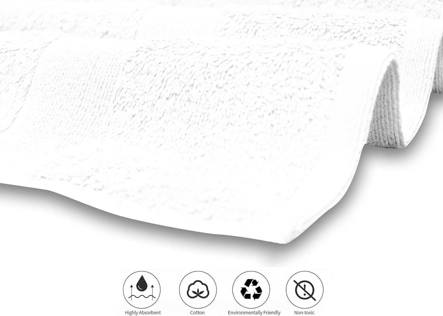 Softolle Luxury 8 Piece Towel Set, 2 Bath Towels 2 Hand Towels 4 Washcloths, Towels for Bathroom, Home, Spa & Gym - Highly Absorbent (White)