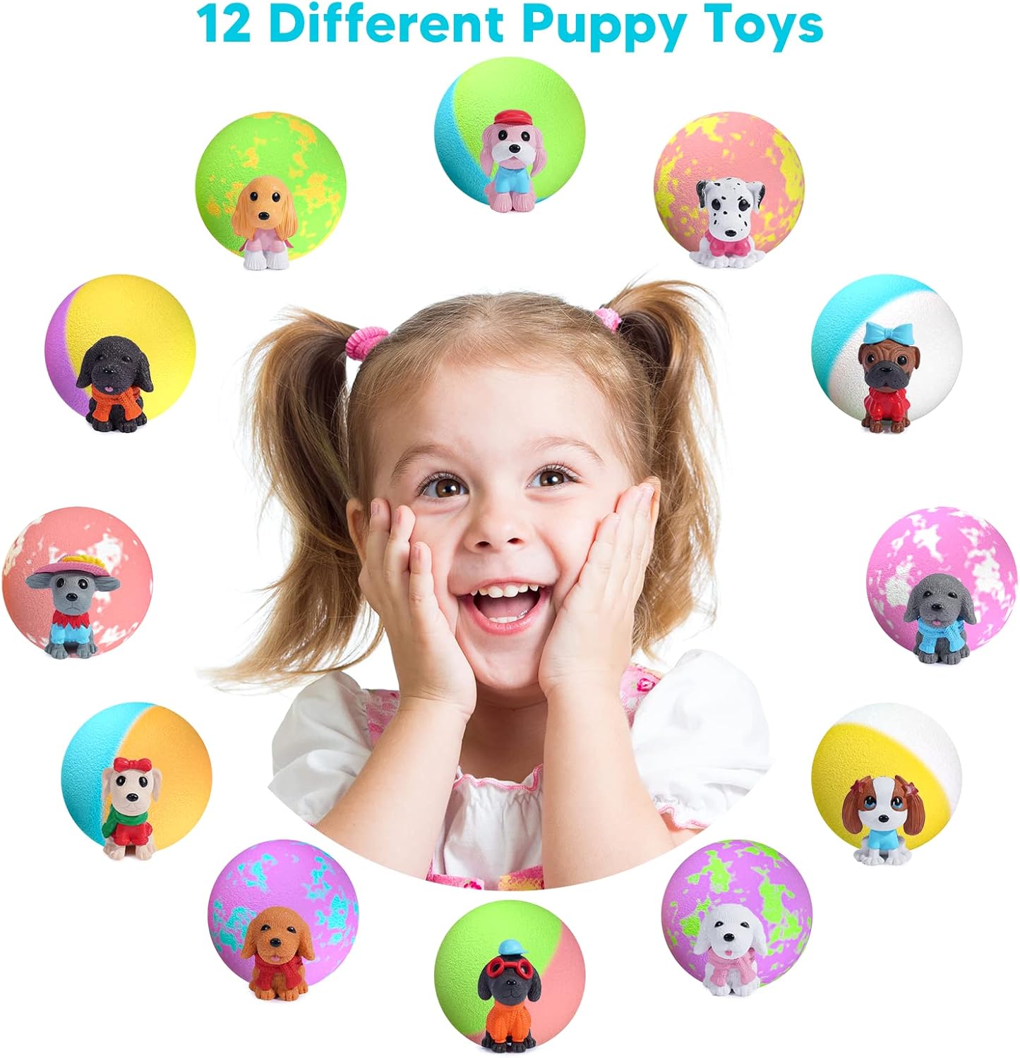 Bath Bombs for Kids with Surprise Toys Inside, 12 Pack Natural Organic Handmade Kids Bath Bombs with Animal Puppy Dog Toys, Fizzy Bubble Bath Gifts Set for Girls Boys Toddler