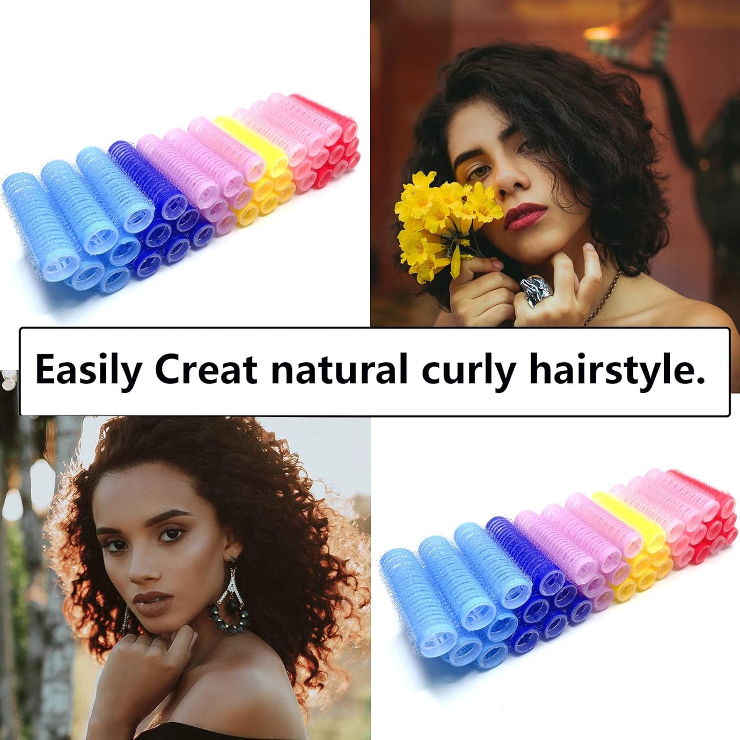 36PCS Self Grip Small Hair Curlers Heatless Roller Hair Curlers Pro Salon Hairdressing Curler DIY Curly Hairstyle Hair Rollers Tools Rat Tail Comb for Women Medium Short Hair(0.8 x 2.4 Inch)