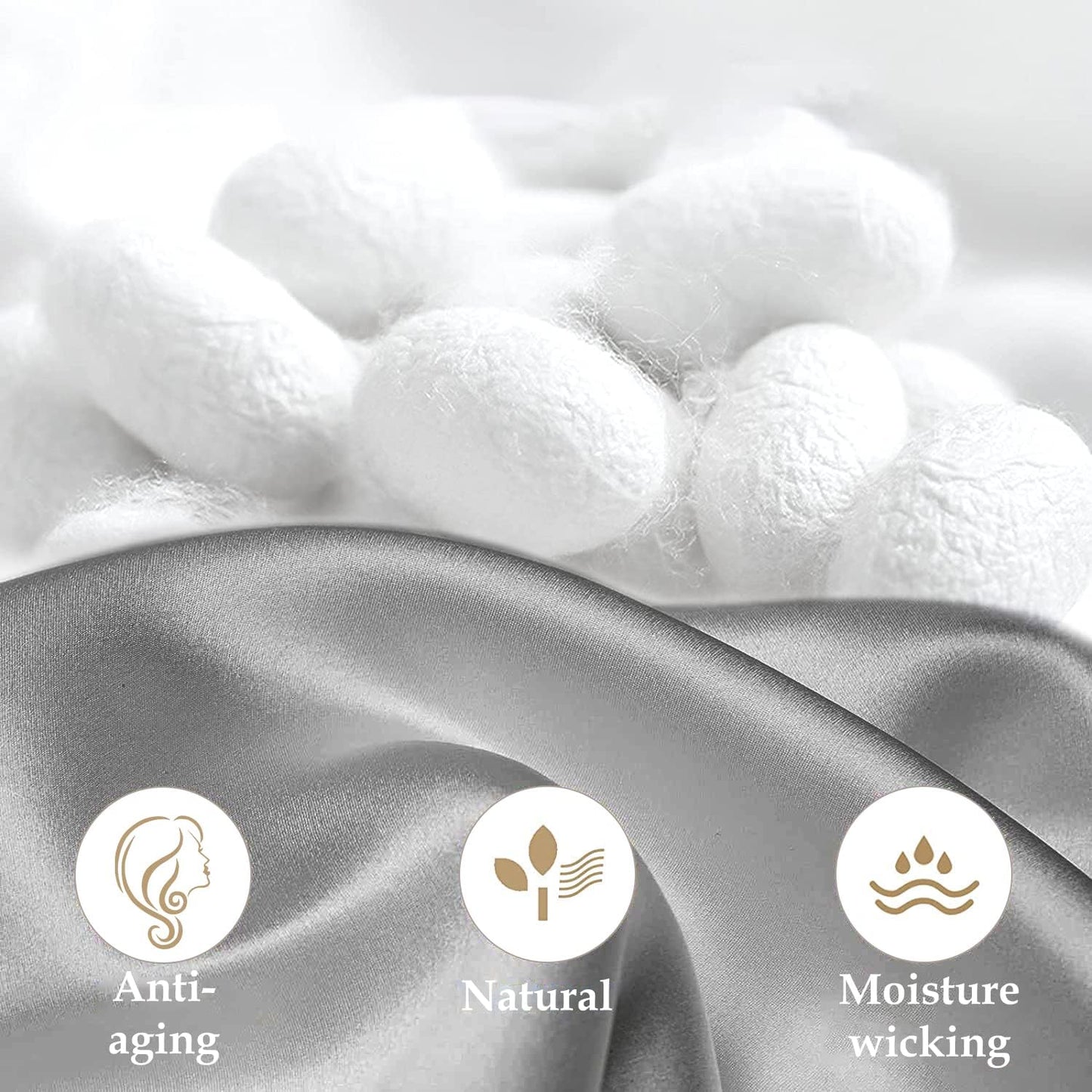 INSSL Silk Pillowcase for Women, Mulberry Silk Pillowcase for Hair and Skin and Stay Comfortable and Breathable During Sleep (Queen, Grey)