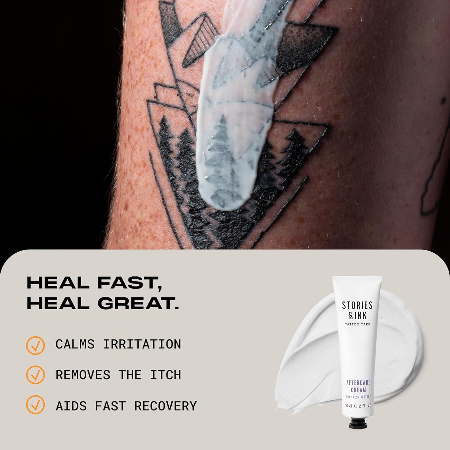 Stories & Ink Tattoo Care | AFTERCARE DUO REGIMEN | Healing Routine for Fresh Tattoos (Aftercare Cream + Aftercare Foam Cleanser), Soothes & Repairs Fresh Tattoos, Fragrance-free