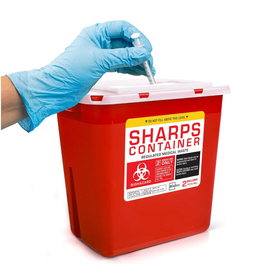 Sharps Container Large - Sharps Containers for Home Use and Labs - Portable Needle Disposal and Travel Size Biohazard Bin - 2 Gallon (Pack of 1)