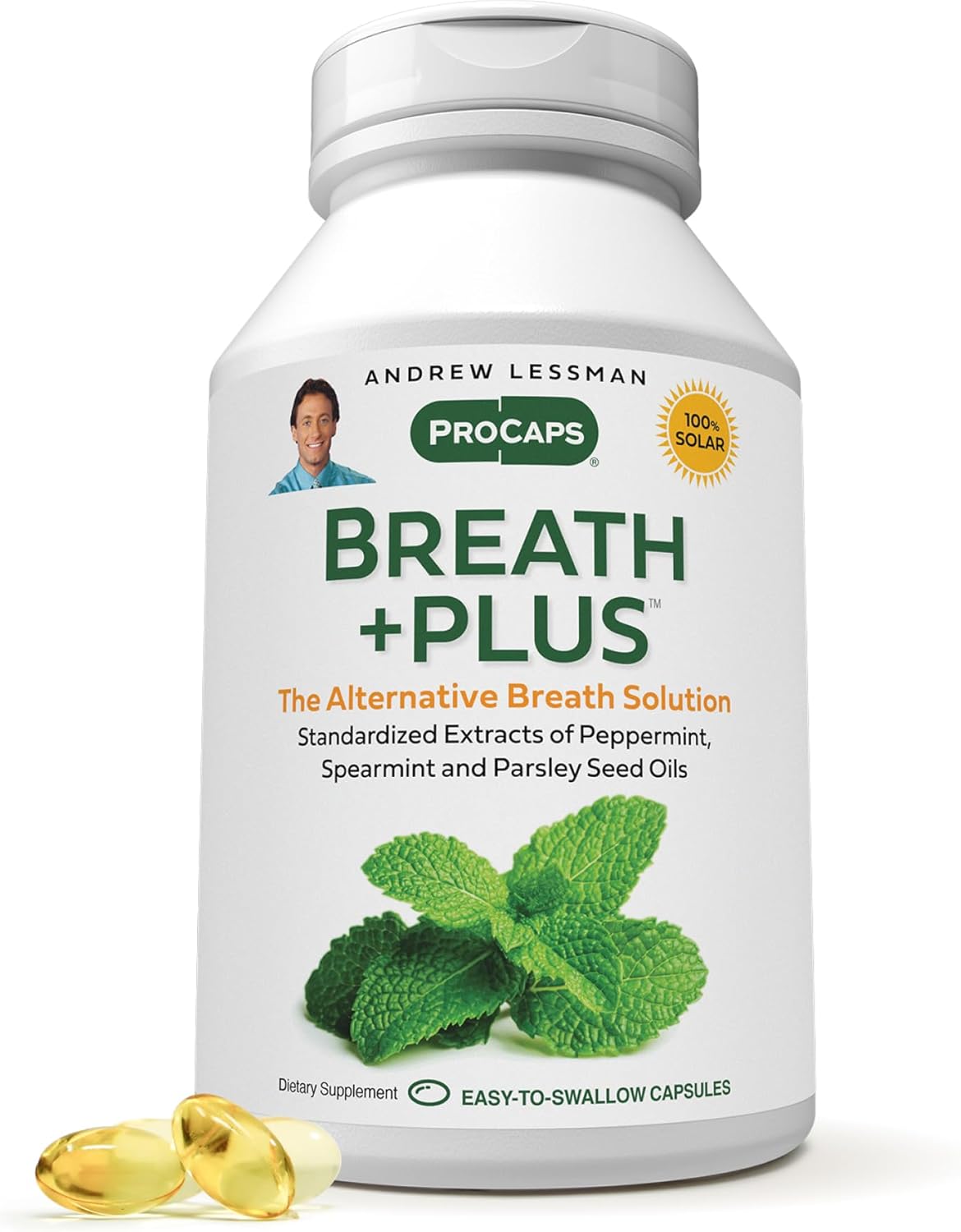 ANDREW LESSMAN Breath Plus 720 Softgels - Natural Breath Freshener, Helps Eliminate Odors from Food, Smoking, Morning Breath from The Inside Out. Peppermint, Spearmint. Easy to Swallow Softgels