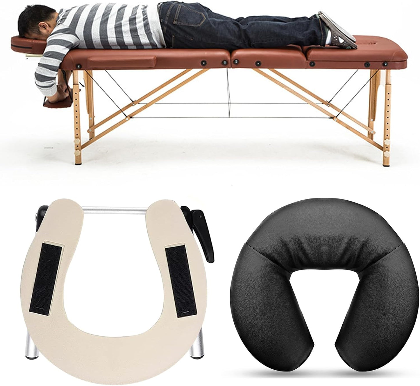 Aluminium Universal Massage Table Face Cradle Cushion, Adjustable Massage Chair Spa Bed Headrest Face Pillow Support, Elastic Memory Foam Face Pillow Set Massage Table Accessories Massage Equipment