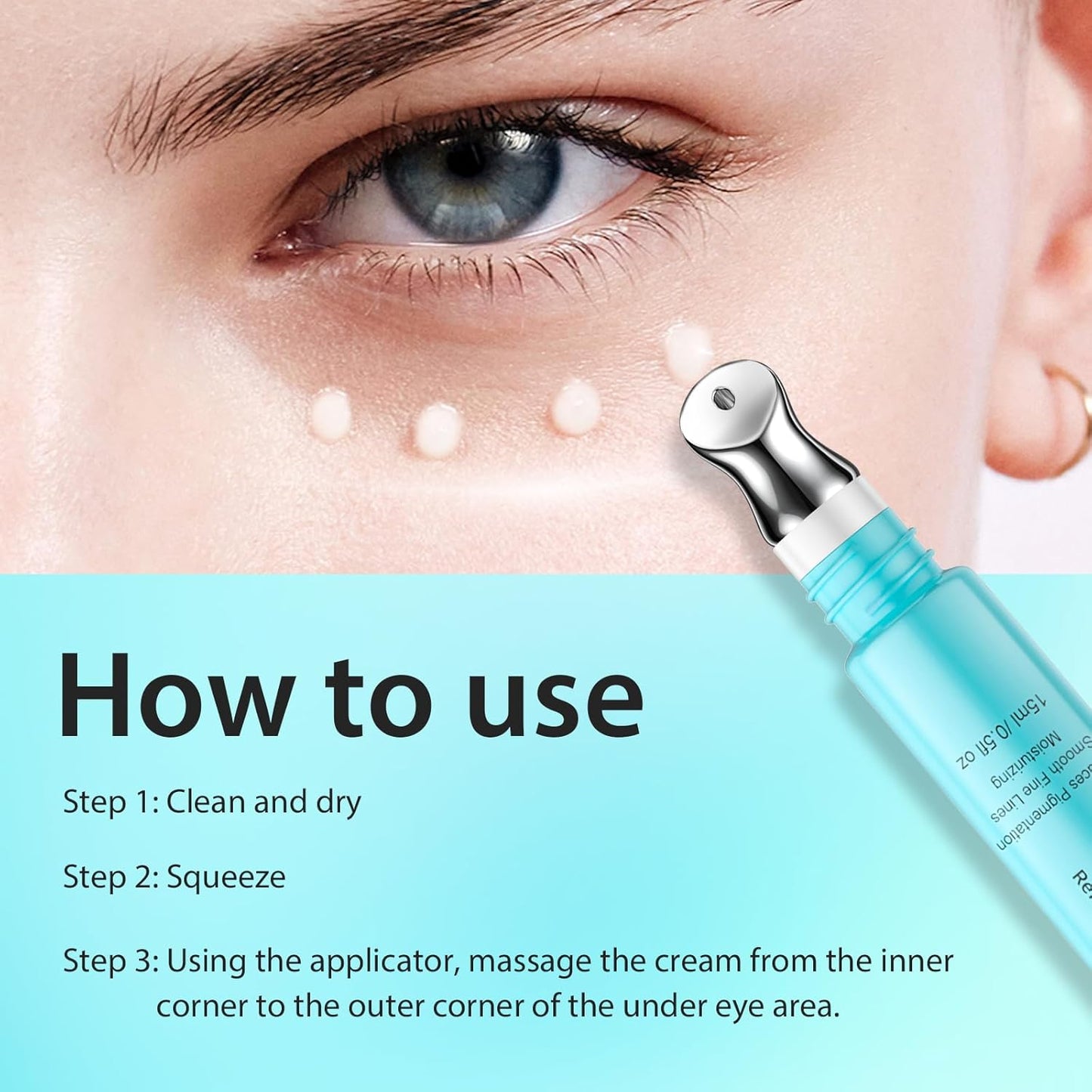 Retinol Eye Cream with Caffeine, Hyaluronic Acid & Vitamin C | Anti-Aging Under Eye Cream for Dark Circles, Wrinkles & Puffiness | Reduces Fine Lines Skin Care Treatment for Women & Men (15ml)