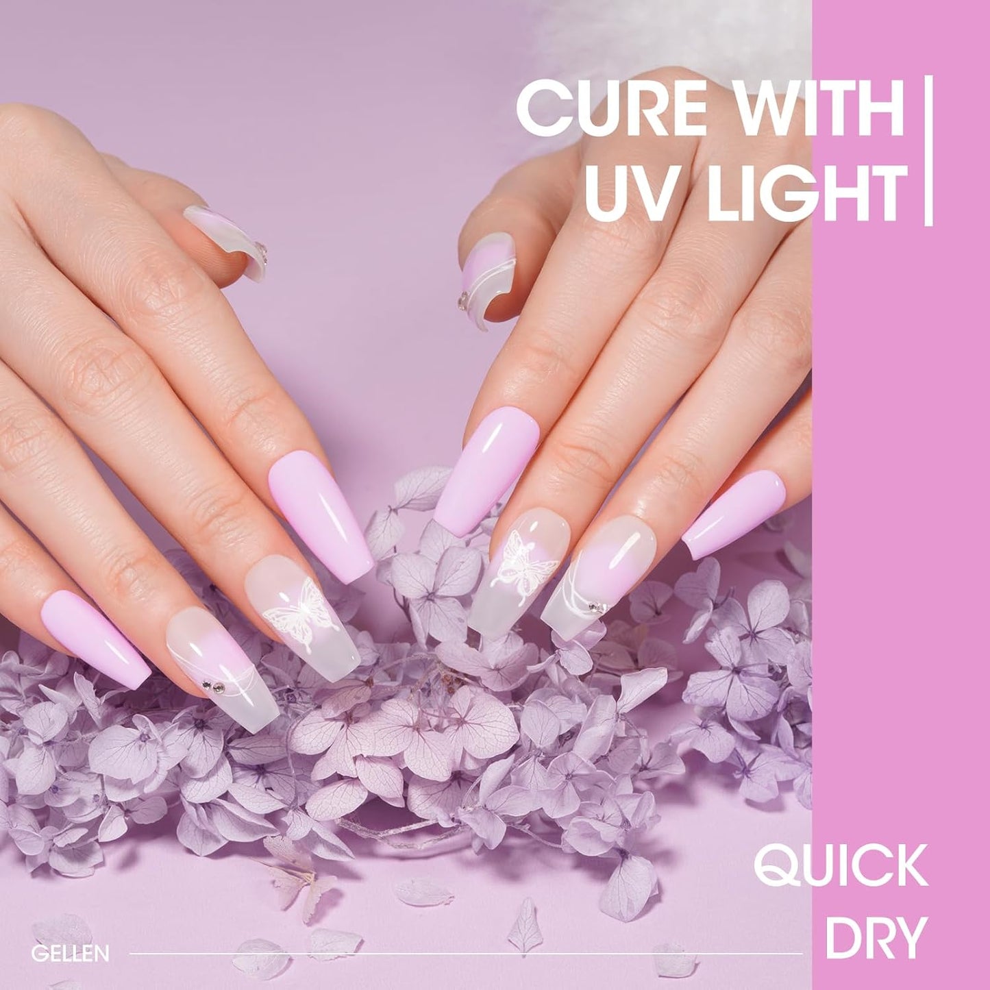 GELLEN Mauve Purple Gel Nail Polish, Spring Summer Light Purple Gel Polish Pastel 6 Colors Set, No Wipe Soak Off Glossy UV Light Gel for Natural Acrylic Nails Salon Home, Chip Resistant, Non-toxic