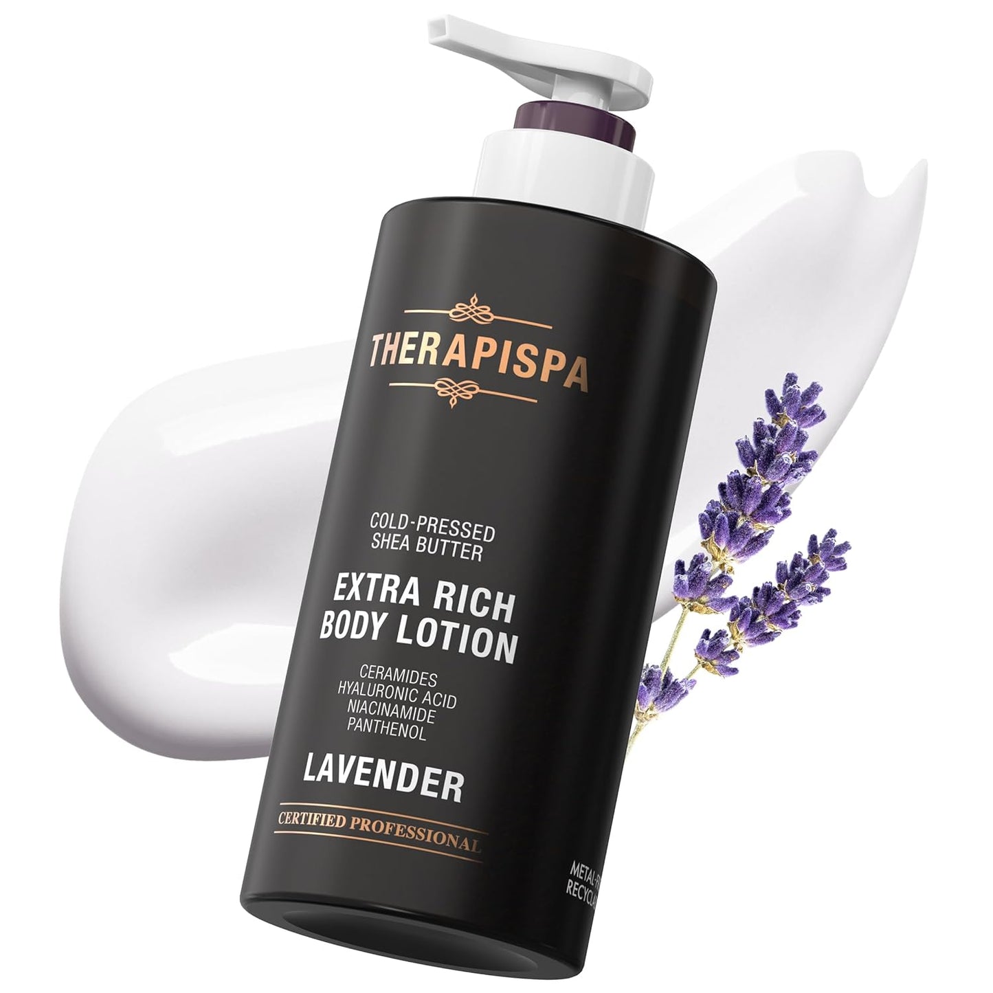 THERAPISPA Scented Body Lotion for Women – Calming Moisturizer with Shea Butter, Ceramides & Panthenol to Soothe & Comfort Dry Skin – Suitable for All (Lavender, 17.0 fl oz)
