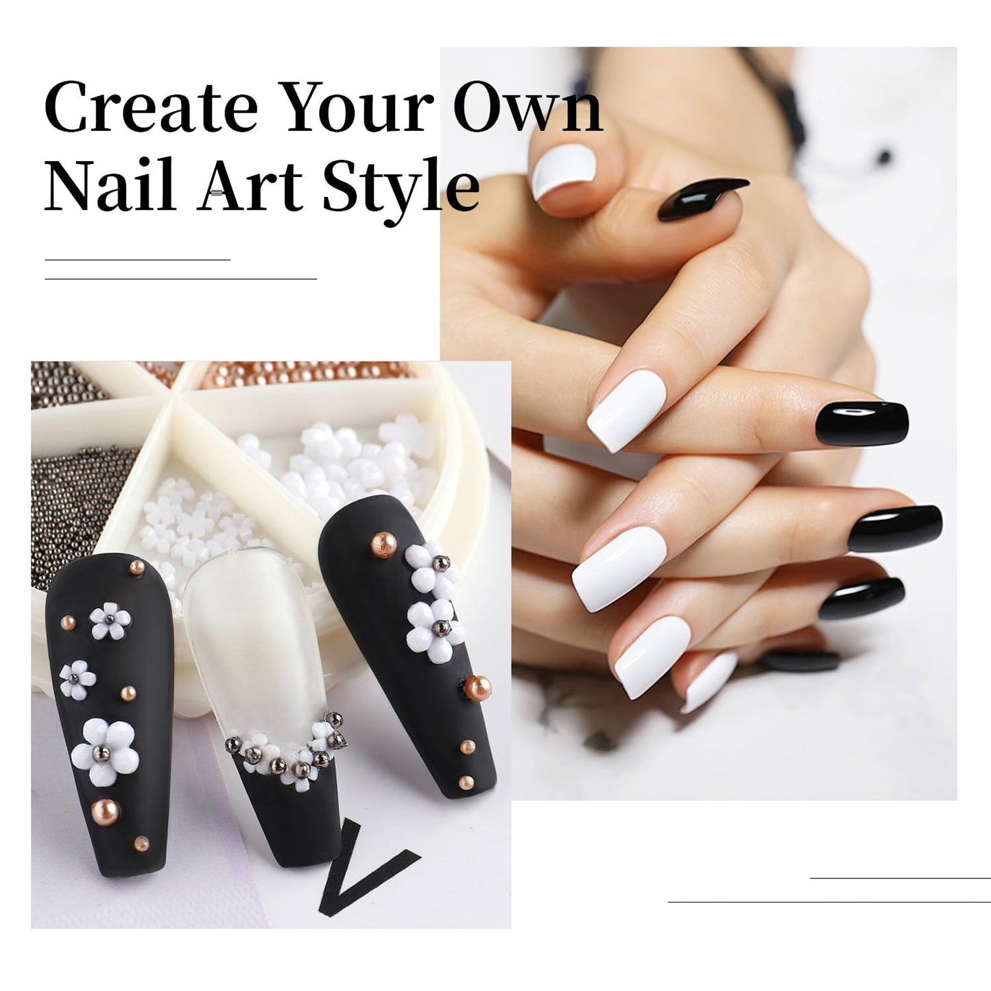 JODSONE 2Pcs Gel Nail Polish Set 10ml Black and White Gel Polish,Soak Off LED U V Nail Gel Manicure All Seasons Gel Polish Nail