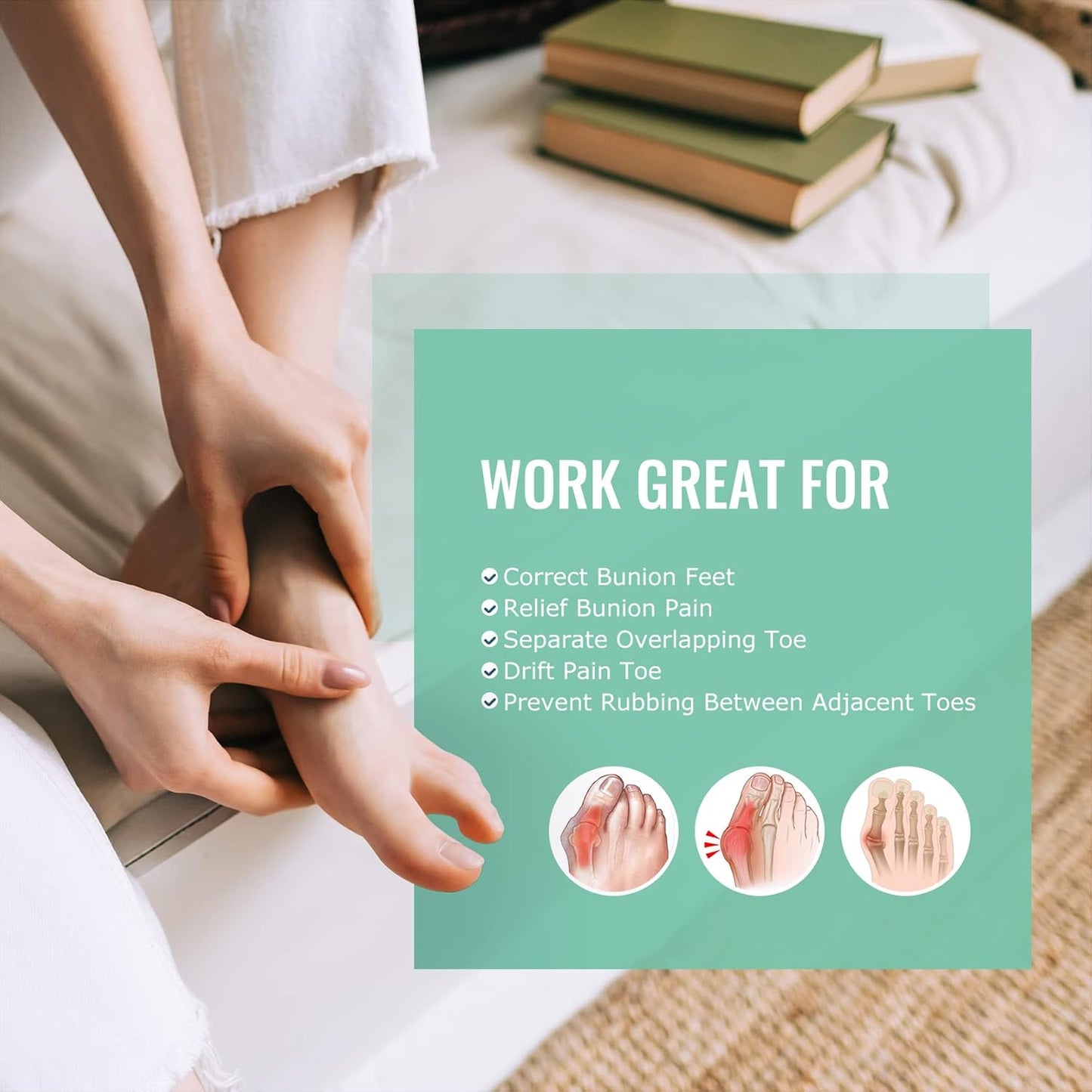 Welnove 12-Pack Gel Toe Separators – Bunion Pads – Toe Spacers for Straightening Overlapping Toes for Men and Women - Transparent Black