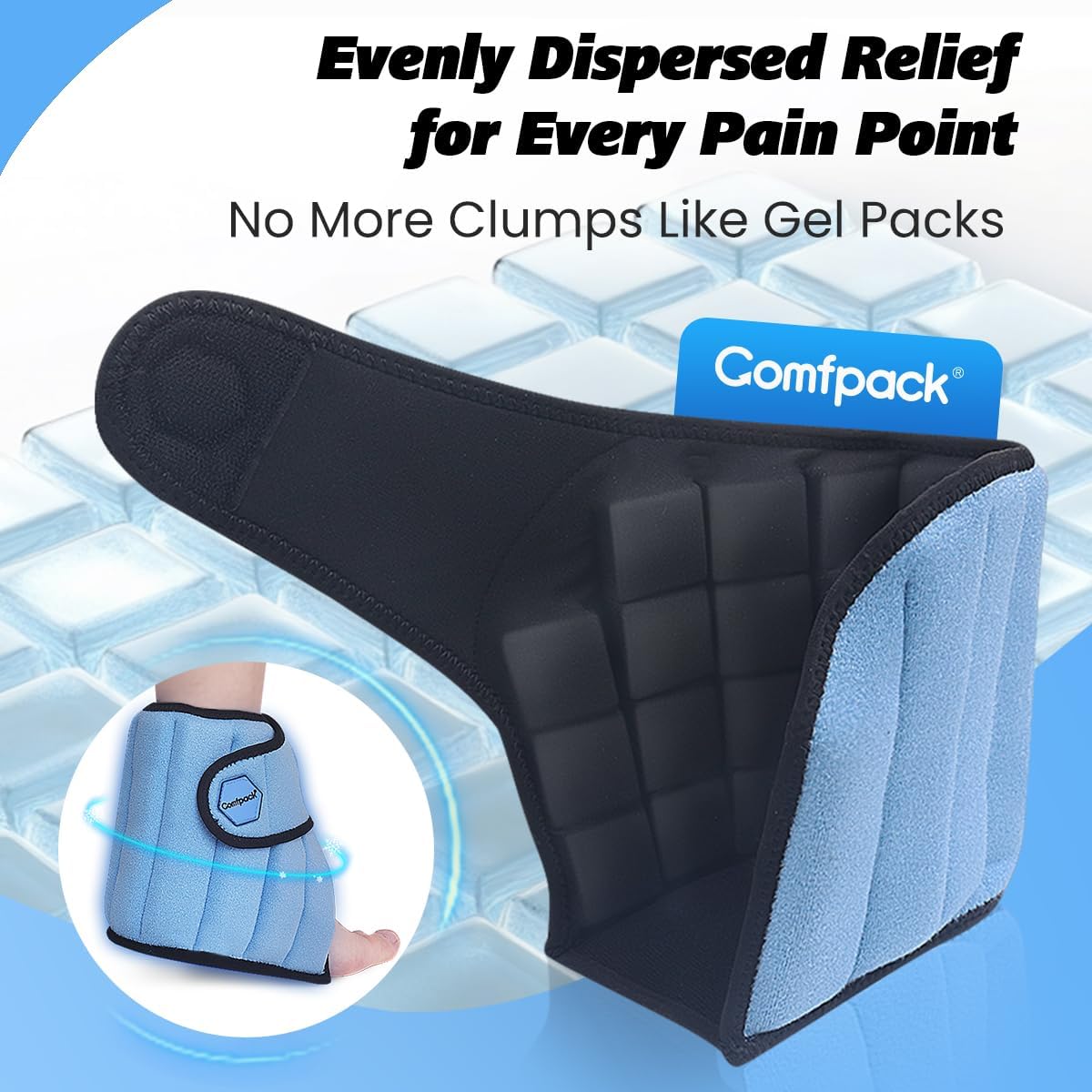 Ankle Ice Pack Wrap for Swelling & Sprained with 2 Hours Long Lasting Cold, Reusable Ankle Foot Cold Wrap for Achilles Tendonitis, Plantar Fasciitis Relief, Heel Pain