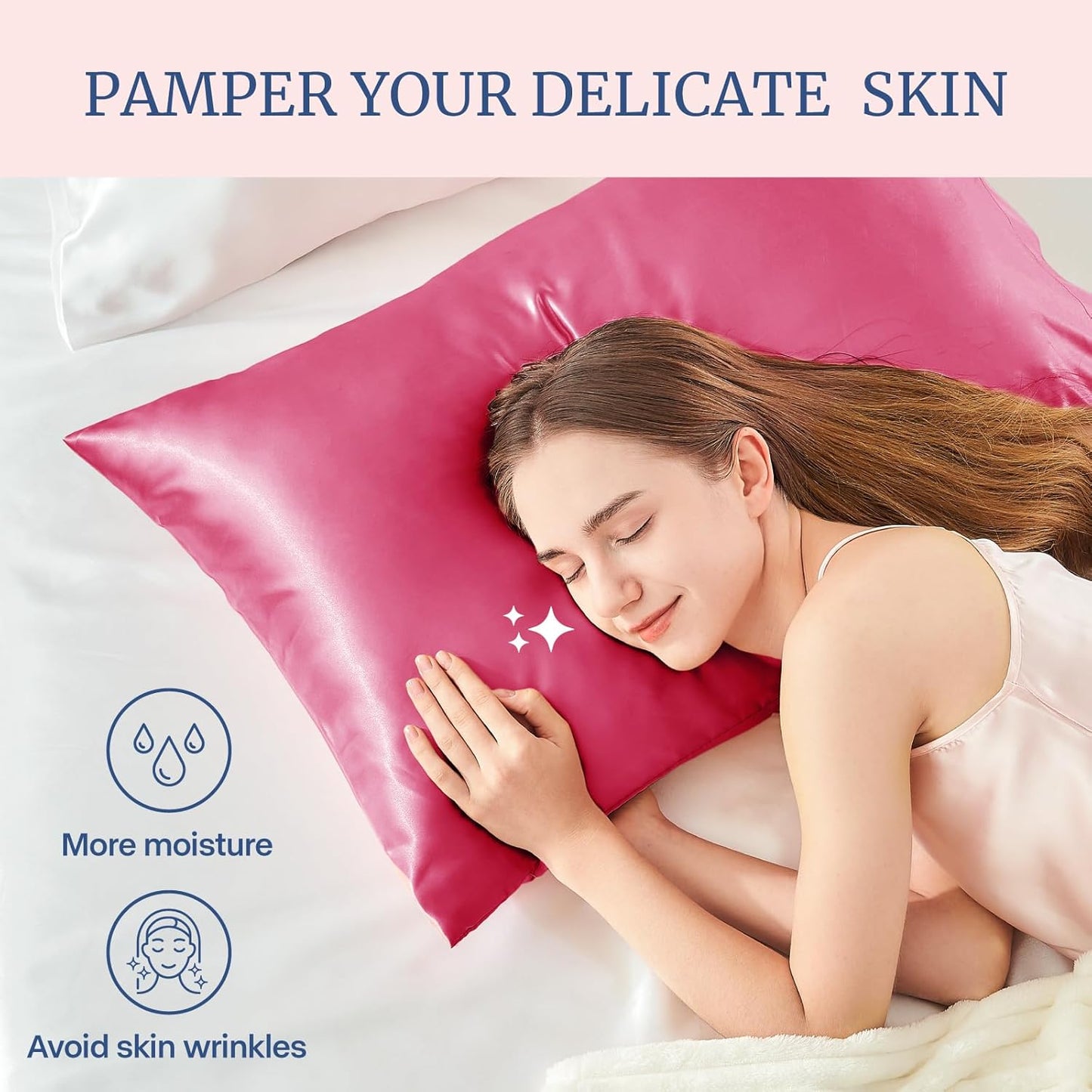 BEDELITE Satin Pillowcase for Hair and Skin, Super Soft Similar to Silk Pillow Cases 4 Pack with Envelope Closure, Cooling Pillowcases for Women Men (20"x30" Queen Size, Hot Pink)