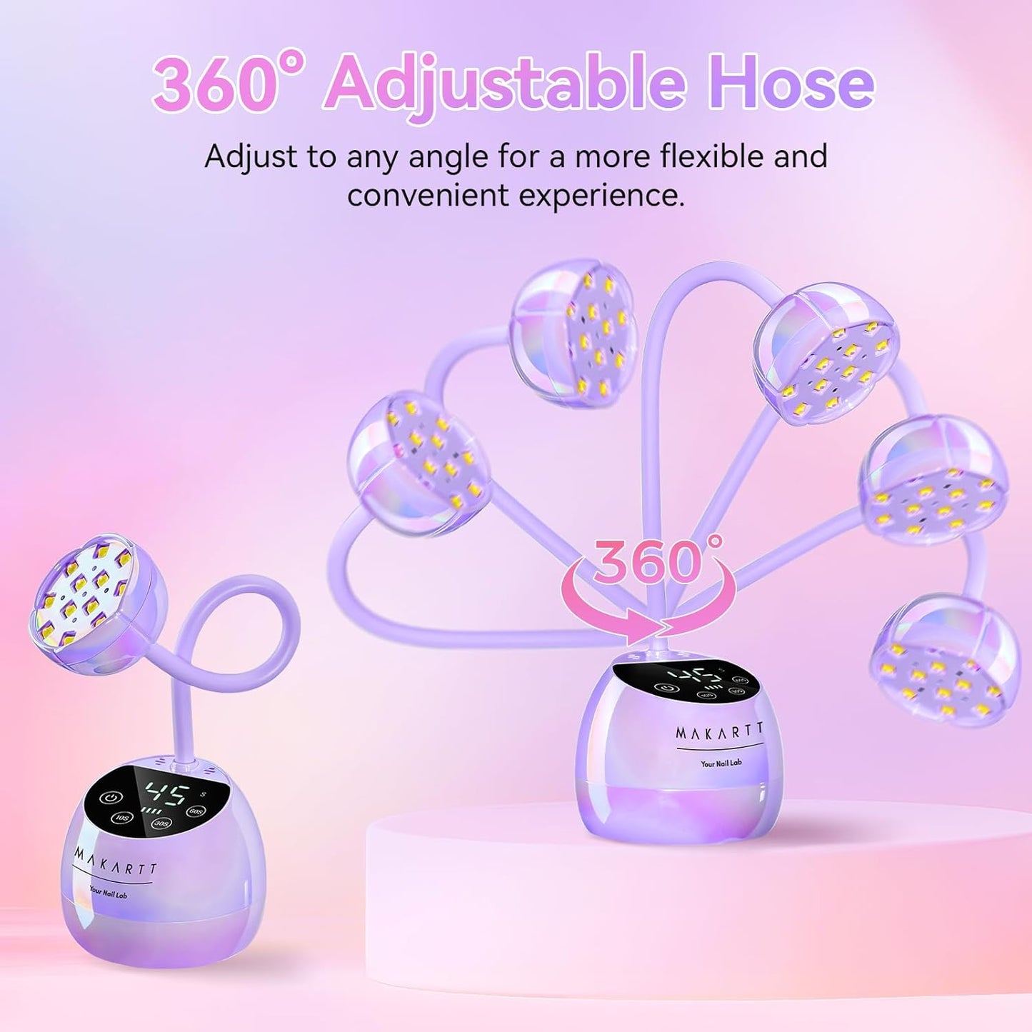 Makartt UV LED Nail Lamp - Gooseneck UV Light for Gel Nails USB 39W Cordless Flash Cure Lamp with 4 Times & Auto Sensor Nail Dryer Fast Curing Nail Art Design for Salon Home DIY (Glazed Purple)