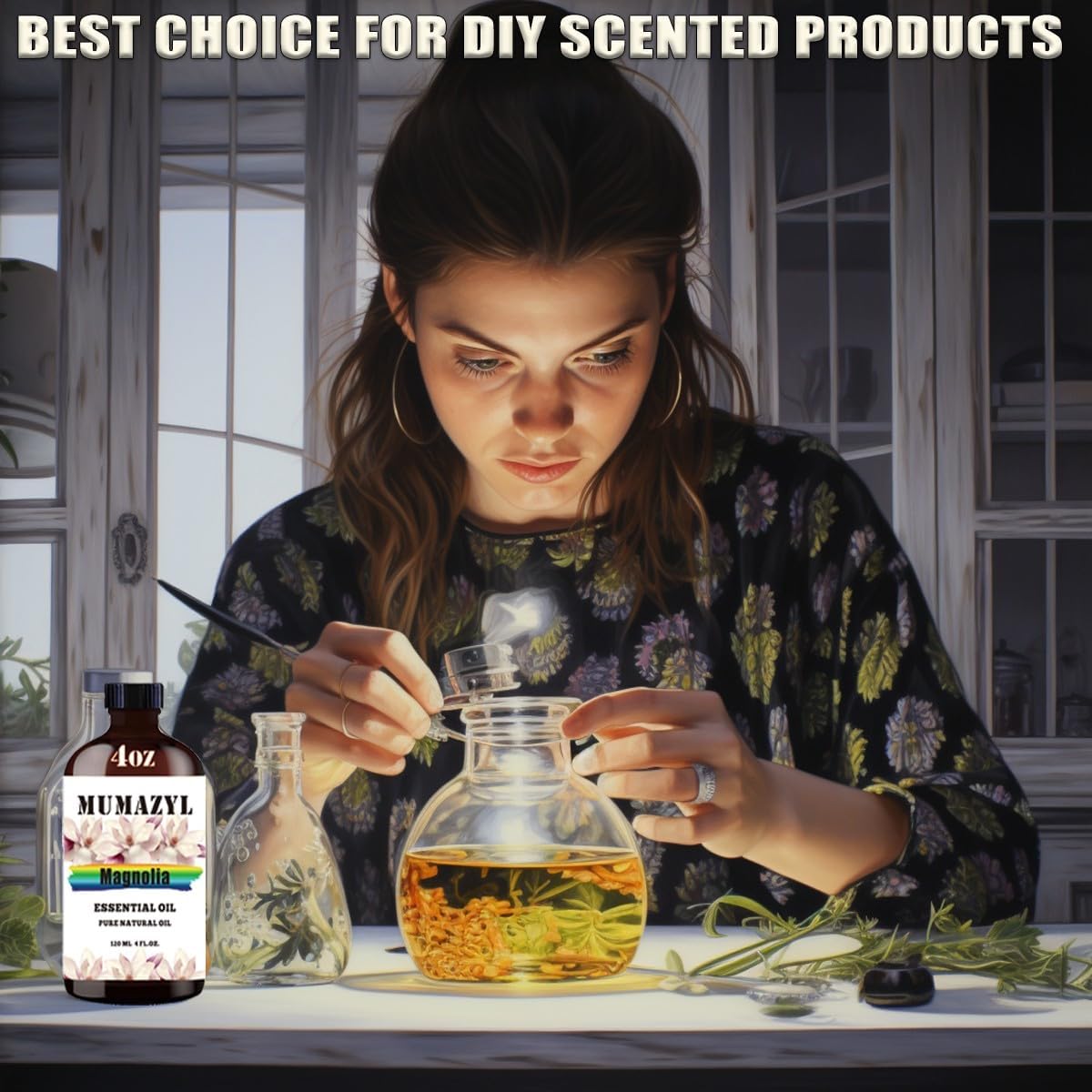 Magnolia Essential Oil, Magnolia Oil 4 Fl Oz 120ML for Diffuser Humidifier Yoga Cleaning DIY Candle Soap Making Essential Oils