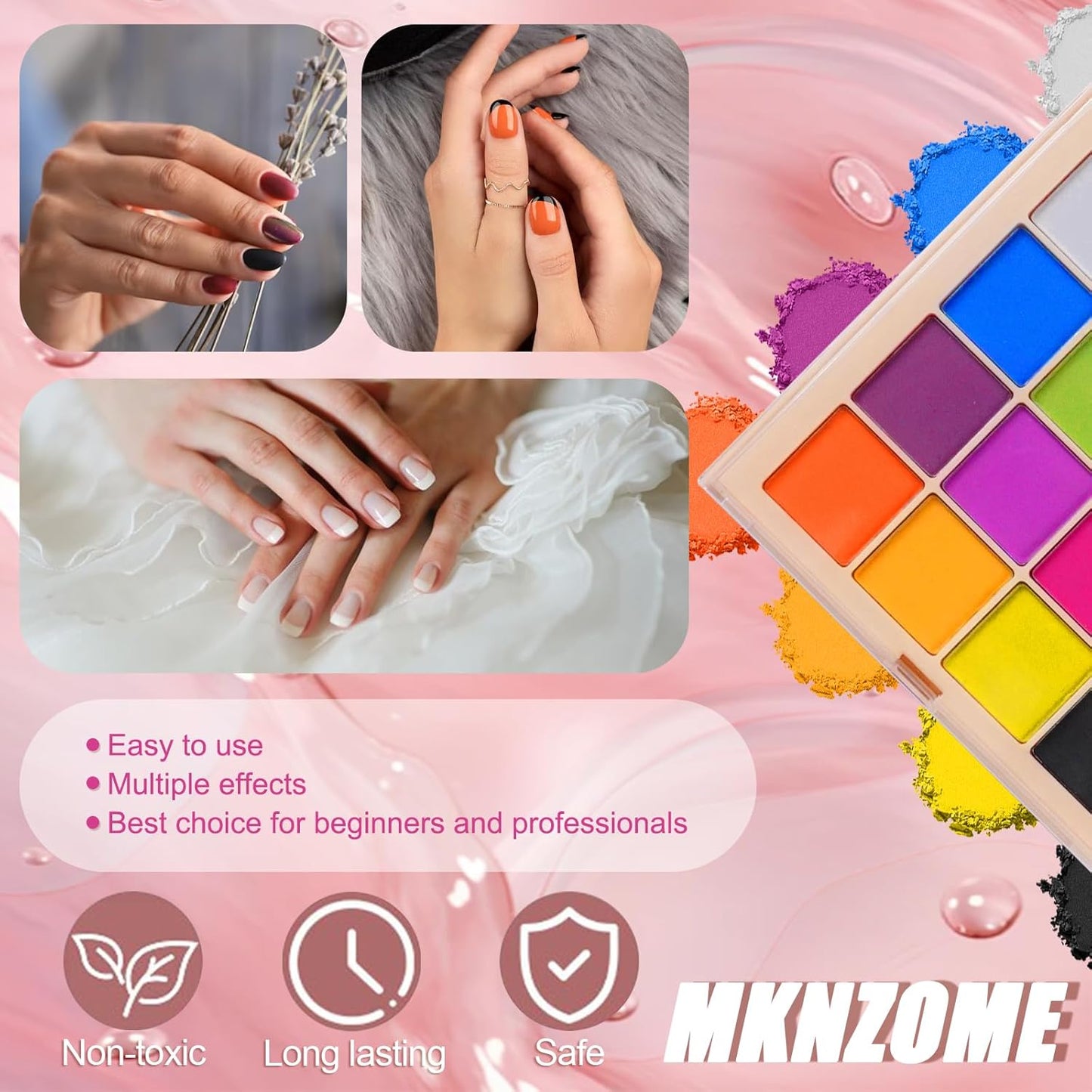 16 Colors Nail Pigment Powder Palette, Ombre Nails Set Colored Nail Powder Pigmentos para Uñas, French Aura Nail Art Palette Long-lasting Manicure DIY Accessories