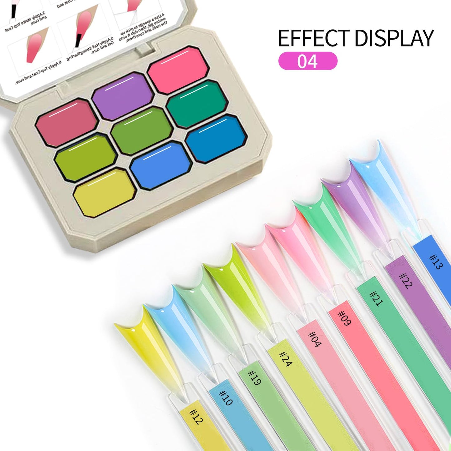 Macaron Color Gradient Nail Polish 9 Colors Fresh Combination With High Color Rendering And Quick Drying, Suitable For Ombre Nail Polish Creative Design (4)