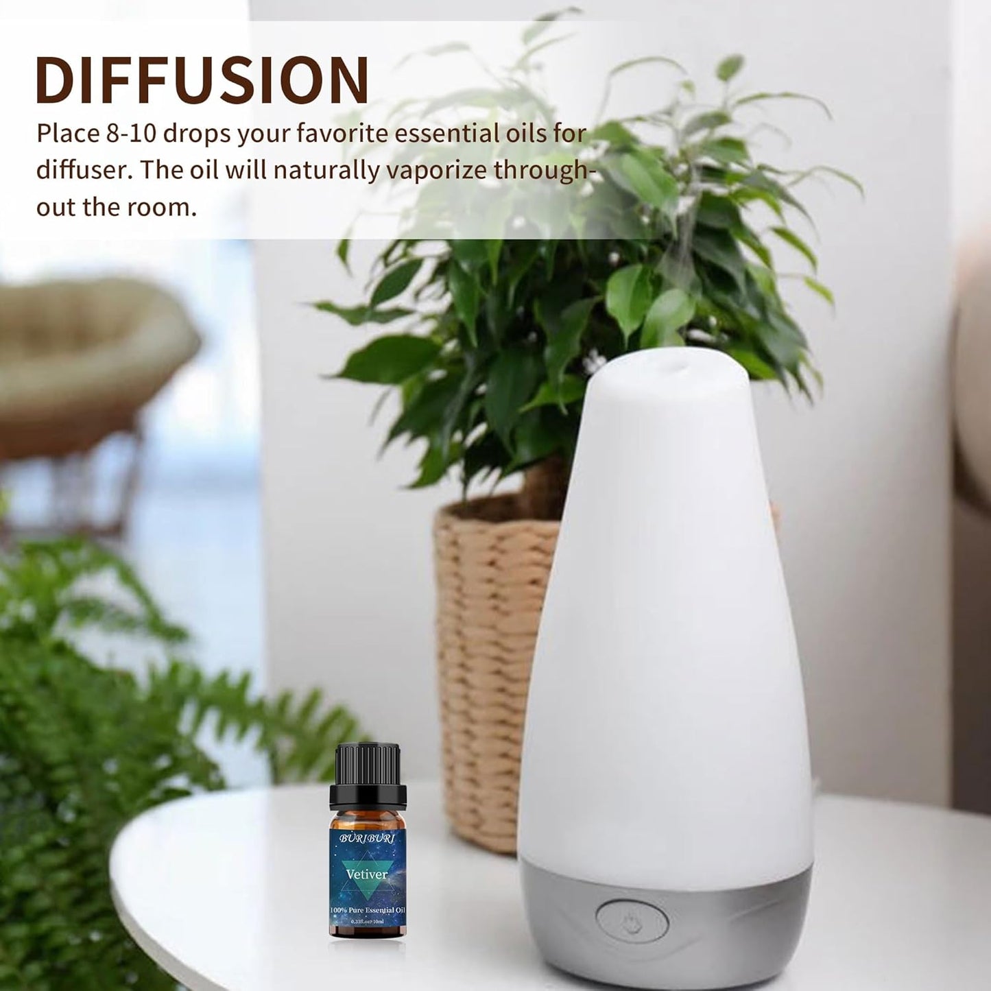 BURIBURI Sandalwood Oils and Vetiver Essential Oils Gifts Set, 2Pcs 100% Pure Aromatherapy Sandalwood Essential Oils for Diffuser, Massage, Soap Making