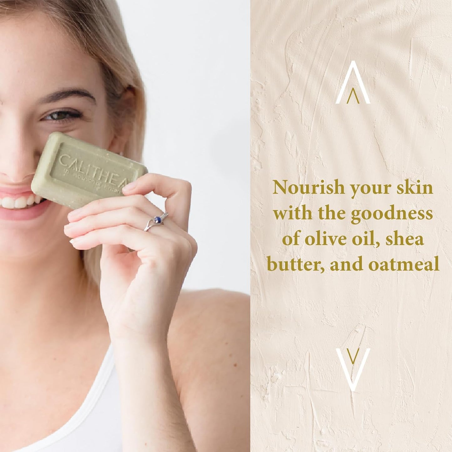 Calithea 3 Pack Soap Bars: Olive Oil Soap with Shea Butter & Oatmeal