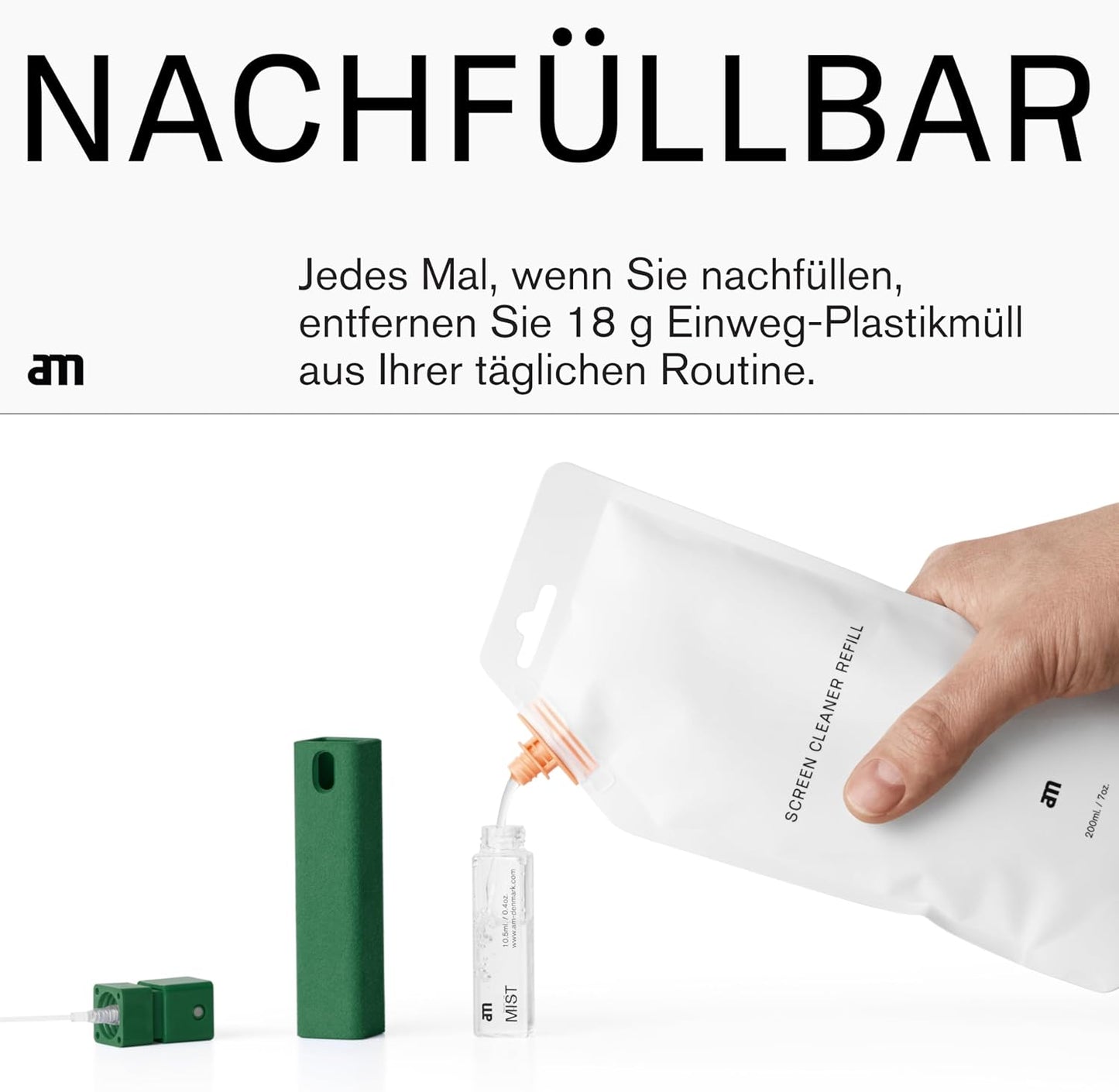 am Screen Cleaner Mist Spray with Microfiber Cloth Around – Alcohol-Free, Streak-Free Screen Cleaning Kit for Smartphones, Tablets, Laptops, Smart TVs & Car Screens, 1 Pack, Pink