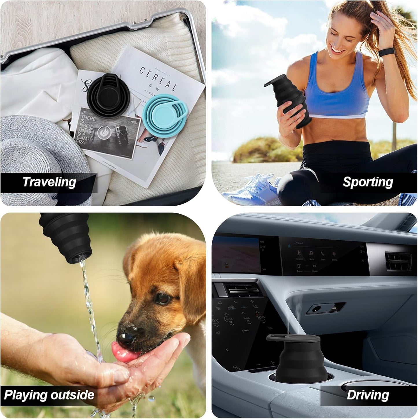 17oz Collapsible Water Bottle,Reuseable BPA Free Silicone Foldable Water Bottles for Outdoor, Travel Gym Hiking,Backpacking Portable & Leakproof,Portable Leak Proof Sports Water Bottle (C)