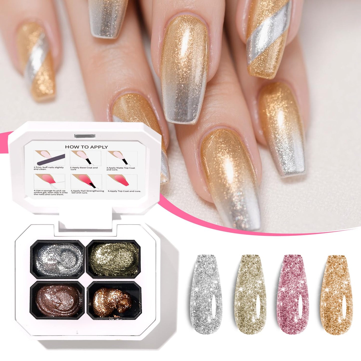 4 Colors Set Ombre Gel Nail Polish,Gradient Painting Gel for Nails with 20Pcs Nail Sponges for 3D Nail Art in Salon or Home Use(OMBER1)