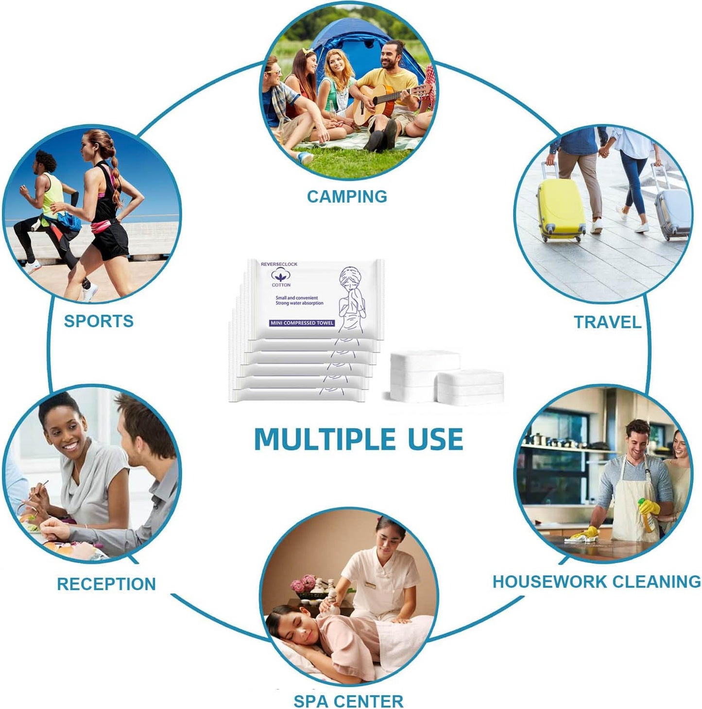 30 Pcs Disposable Washcloths for Travel Compressed Towels Cotton Thick Portable Reusable Face Towel Tablets Outdoor Camping Hiking Sports Beauty Salon Cleaning Travel Kit for Hotel 11.8 x 9.5 inches