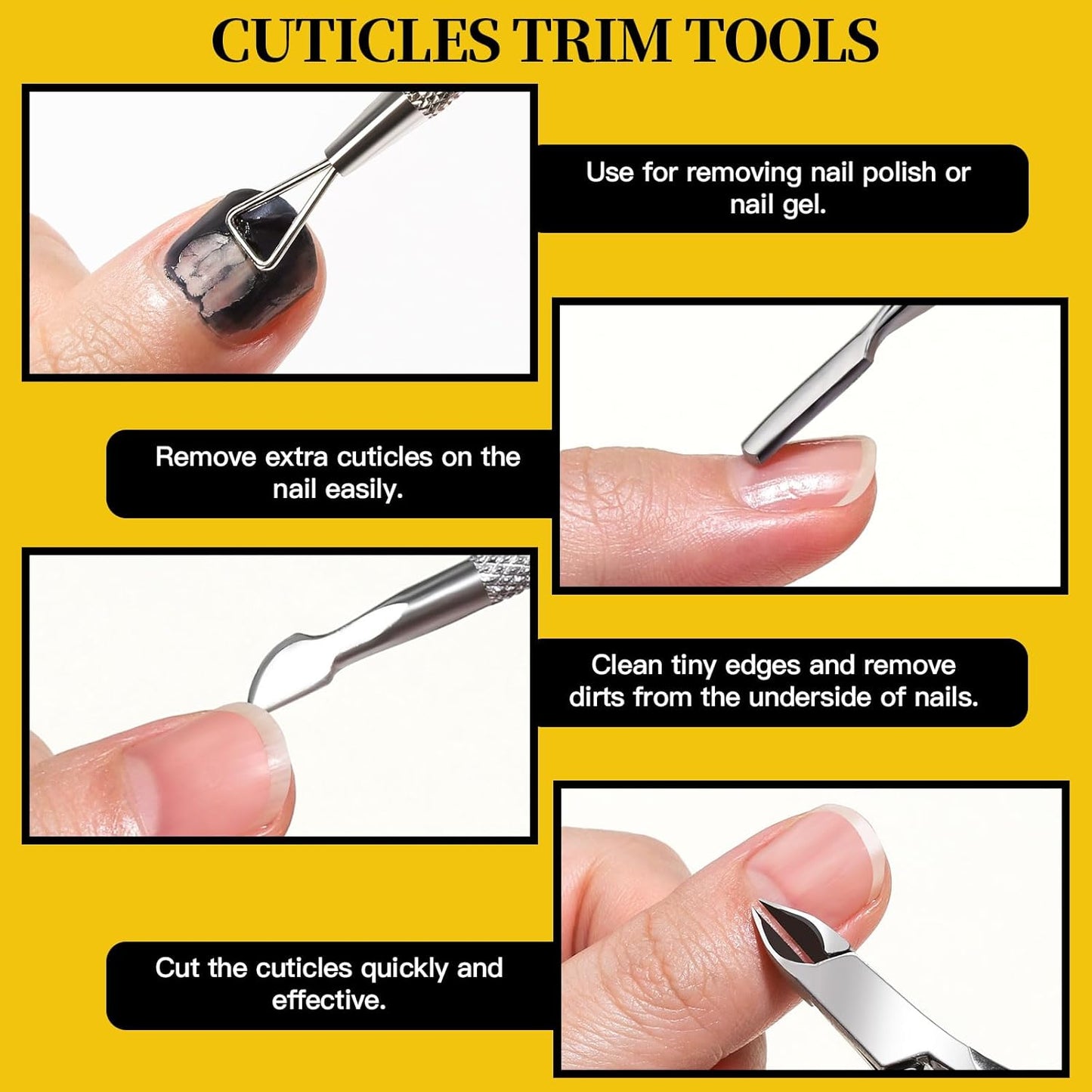 FANDAMEI Nail Care Set, Nail Files 100/180, Nail Buffer Block, Cuticle Tools, Nail Cuticle Nippers, Cuticle Trimmer, Cuticle Pusher, Manicure & Pedicure Kits, Toenail File, Yellow