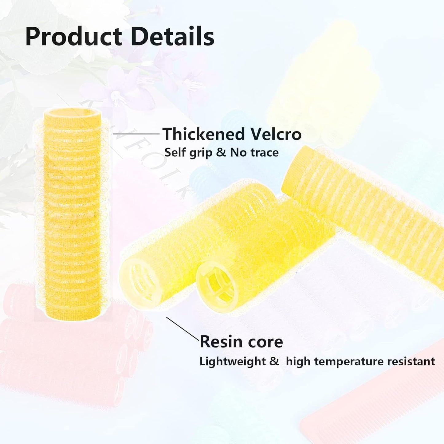 18PCS Self Grip Small Hair Curlers Heatless Roller Hair Curlers Pro Salon Hairdressing Curler DIY Curly Hairstyle Hair Rollers Tools Rat Tail Comb for Women Medium Short Hair(Yellow)