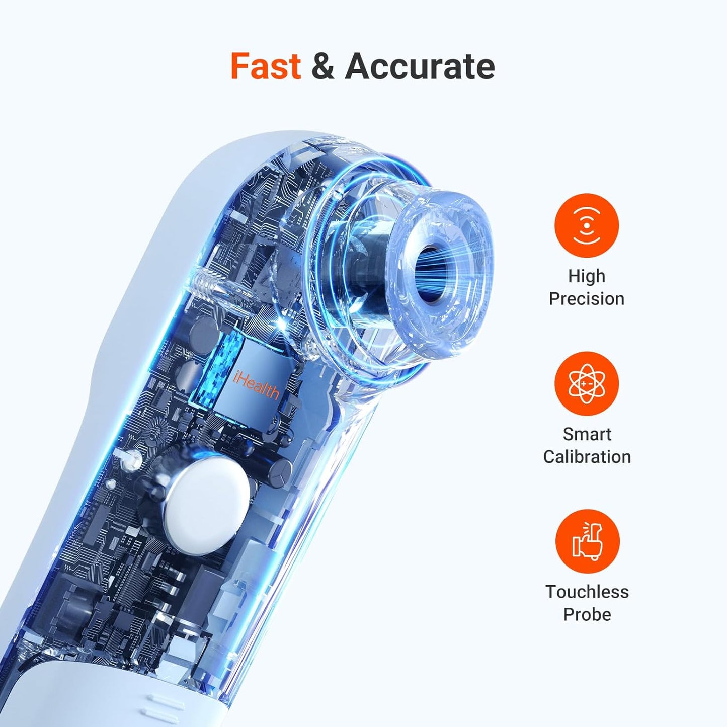 iHealth Infrared Digital Thermometer for Adults and Kids, Baby Thermometer with 3-in-1 Mode & 3-Color Prompt, Fever Alarm & Silent Mode, Forehead & Object Detection, 40 Memory Storages, PT9L, Blue