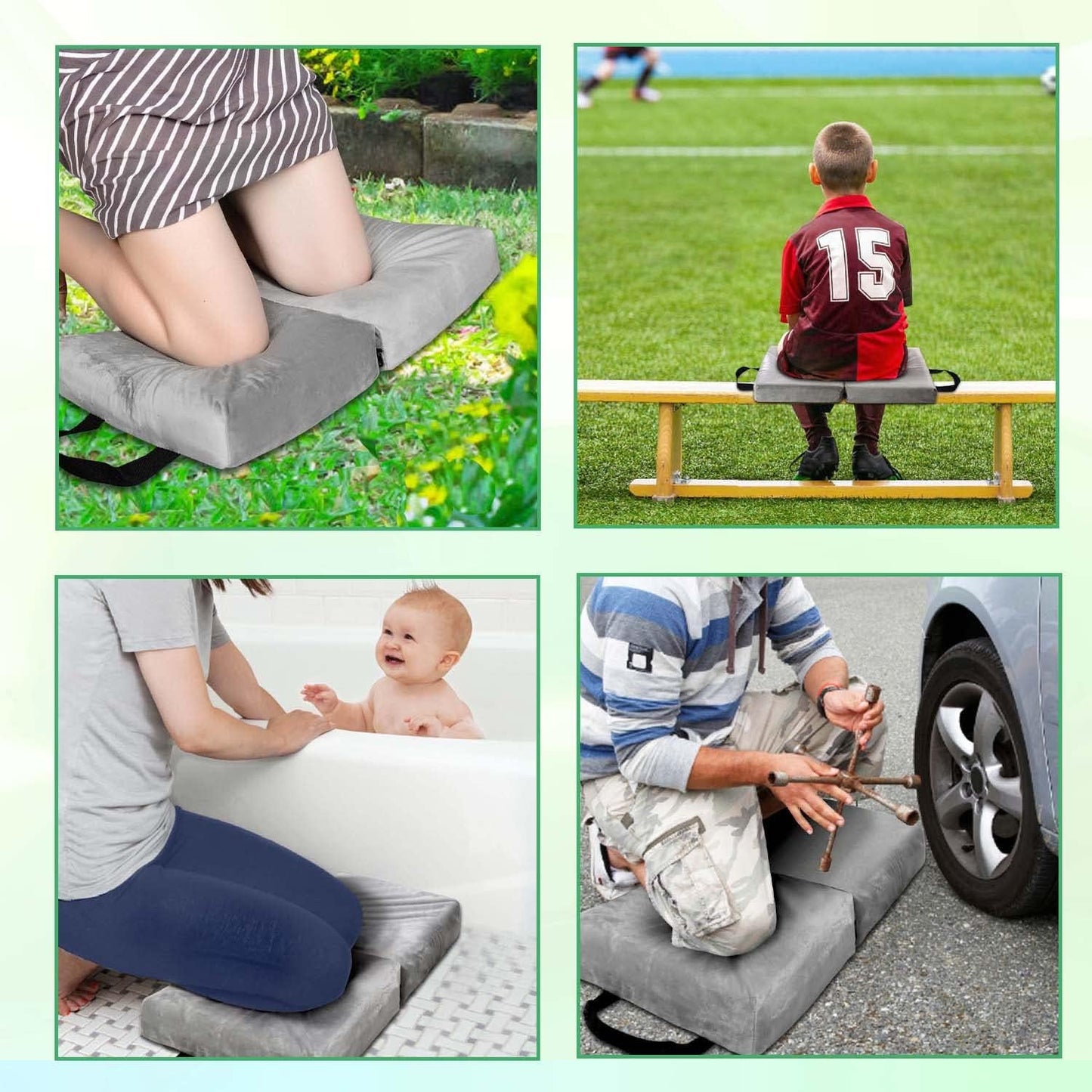 i frmmy Memory Foam Extra Thick Kneeling Cushion Pad- Garden Kneeler for Gardening, Bath Kneeler for Baby Bath, Knee Mat for Work, Extra Large 22x 12 Inch, Thick 2.9 Inch (Gray)