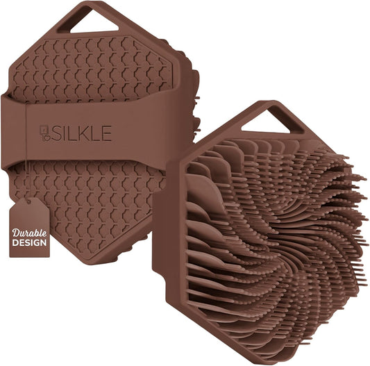 Silicone Body Scrubber - Exfoliating Bath Brush and Skin Cleanser - Shower Sponge for Gentle Body Scrub and Wash - Silicone Scrubbing Care Tool for a Refreshed and Renewed You - Brown